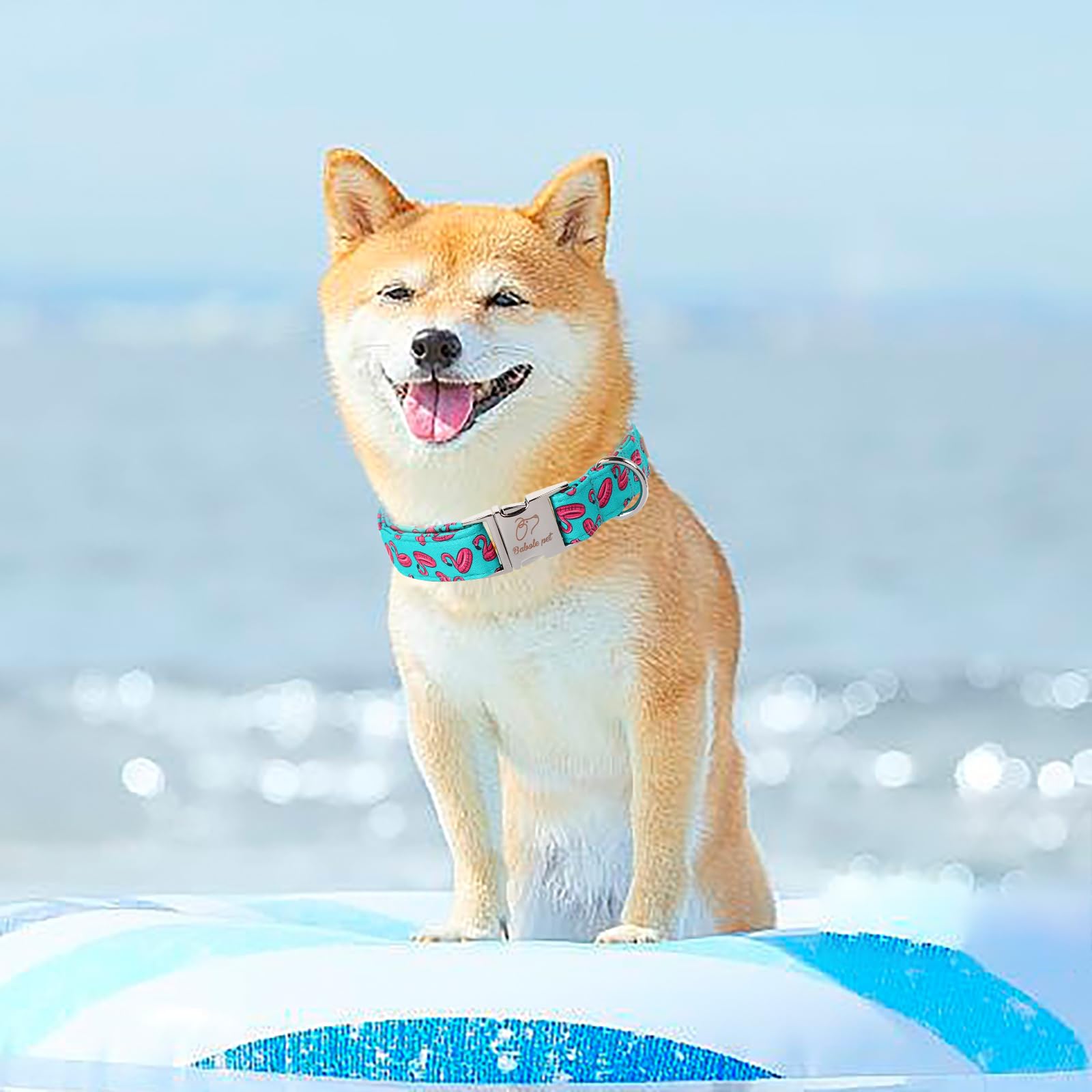 Babole Pet Summer Dog Collar, Cool Flamingo Float Pet Collar With Metal Buckel, Durable Adjustable Designer Dog Collars For Smal