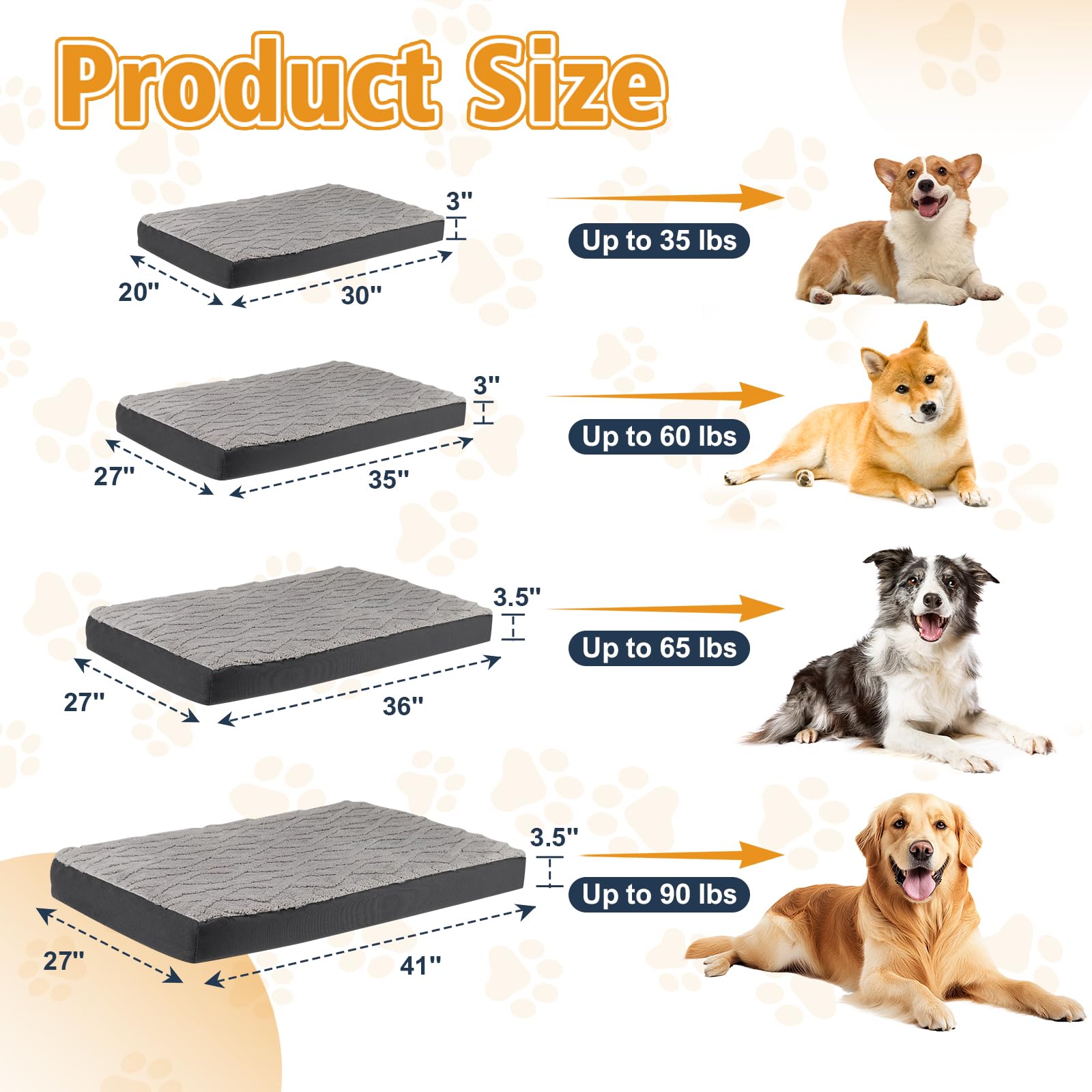 Maihandasi Waterproof Dog Crate Bed - Soft Fluffy Memory Foam Dog Bed With Anti-Slip Bottom, Machine Washable Squishmallow Pet B
