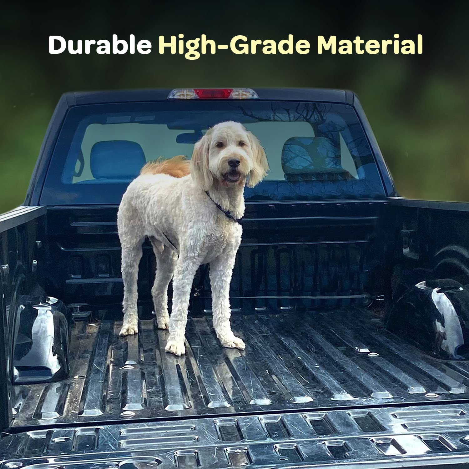 Labra Dog Truck Bed Leash Tether Tie Down System - Canine Leash For Truck Or Car Outdoor Bed, Out Leash, No Chain, Comfortable Pickup Bed Leash