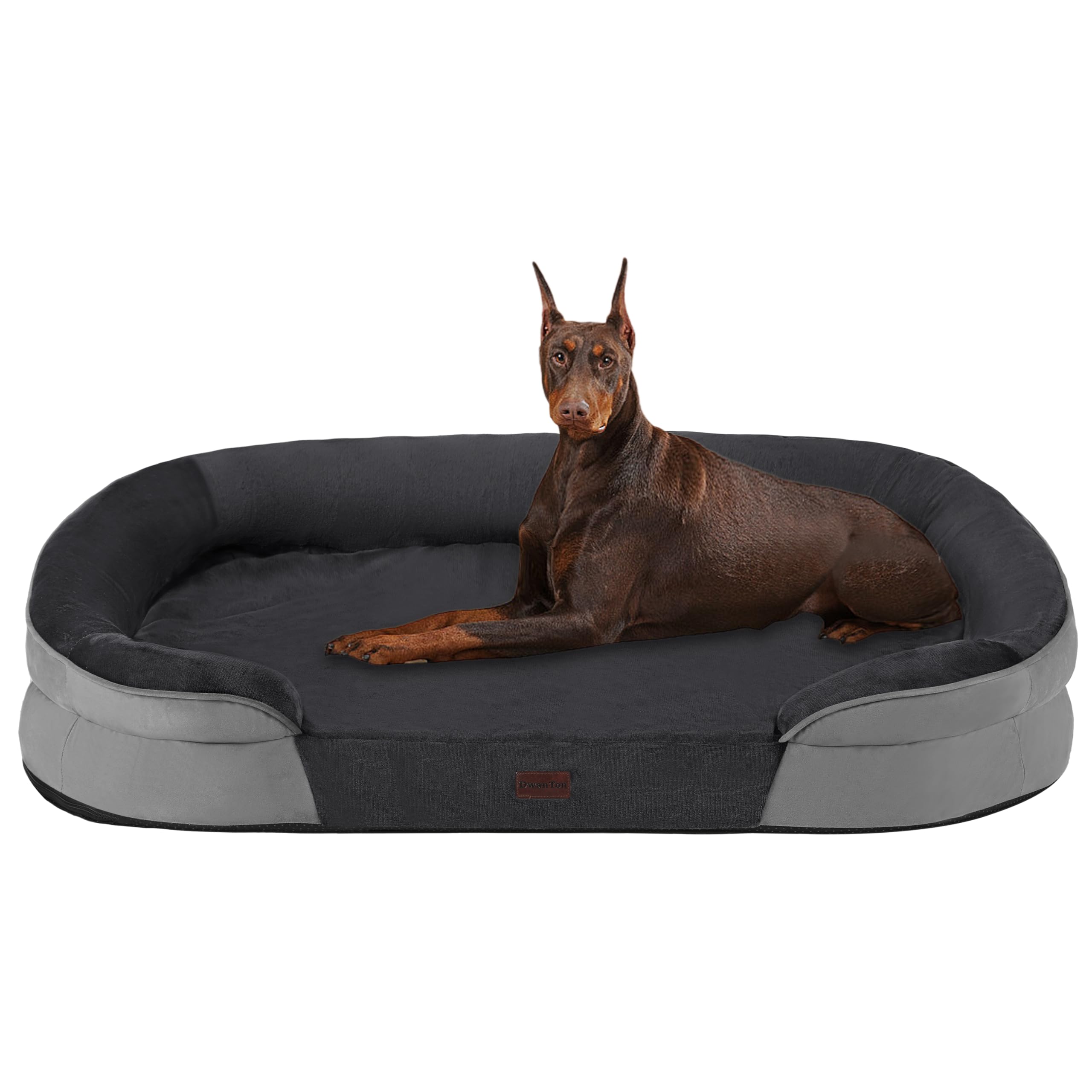 Dwanton Orthopedic Dog Bed for Extra Extra Large Dogs with Gel Memory Foam, Waterproof Dog Sofa, Washable Pet Bed with Four Side