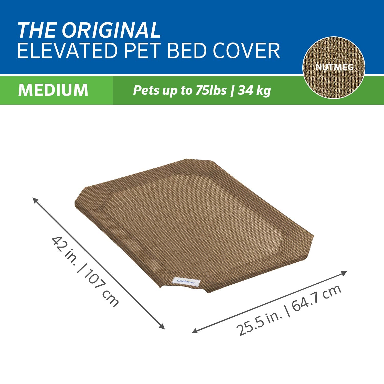 Original Pet Bed Replacement Cover - Nutmeg - Medium (35' X 25.5')