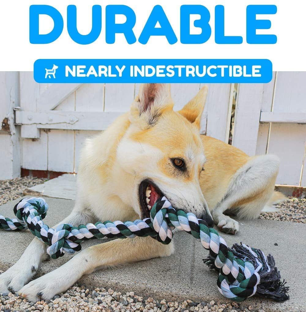 Giant Dog Rope Chew Toys For Extra Large Dogs - 42 Inch, 6 Knot Tough Benefits Non-Profit Animal Rescue - Indestructible Toy For Aggressive Chewers And Large Dog Breeds