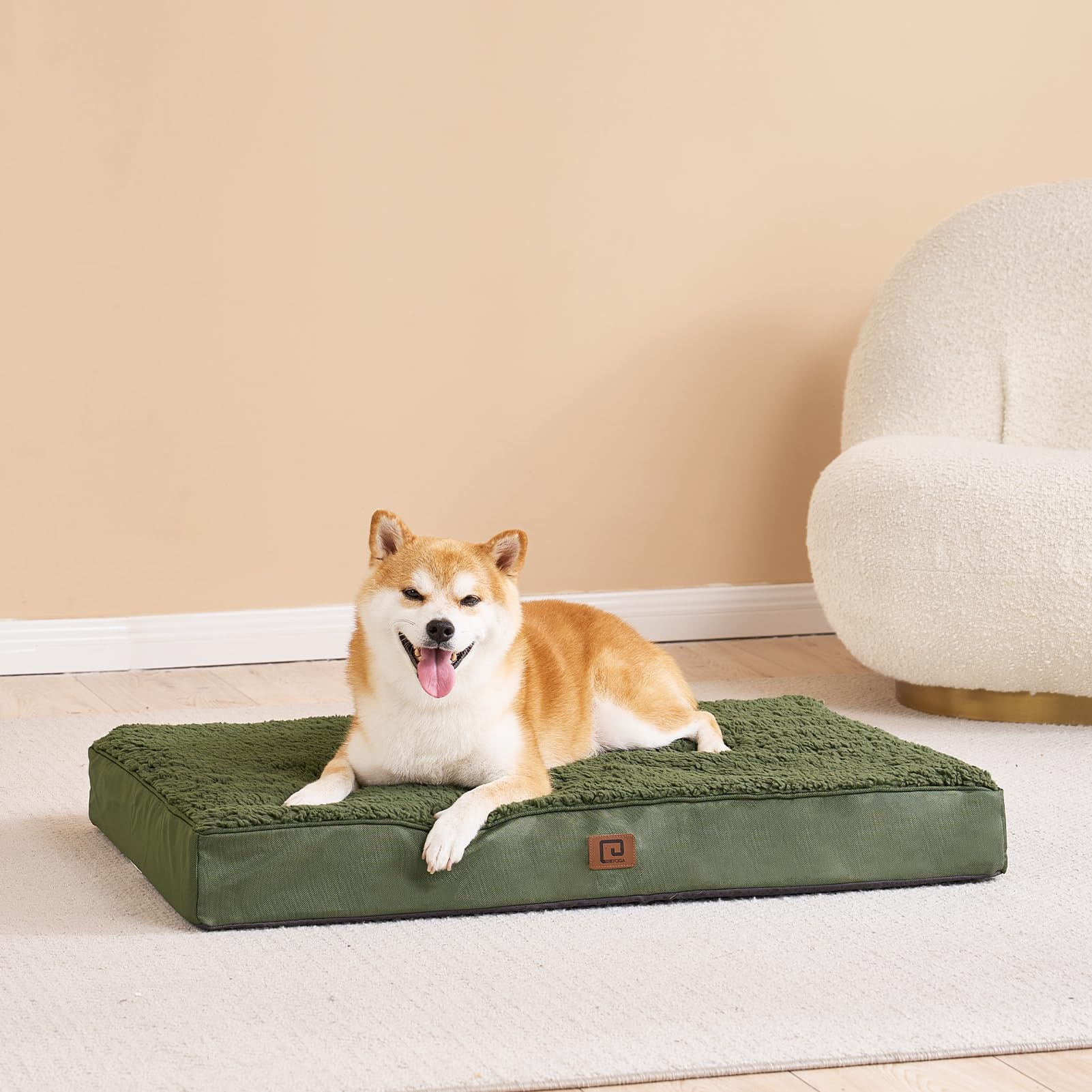 Eheyciga Orthopedic Foam Dog Bed For Large Dogs, 35'L X 23'W X 3.5'Th, Dark Green