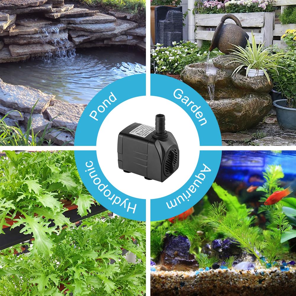 LYQILY 400GPH Submersible Water Pump - 1500L/H, 25W, Ultra Quiet, Black, Ideal for Fountains, Hydroponics, Ponds, Aqu