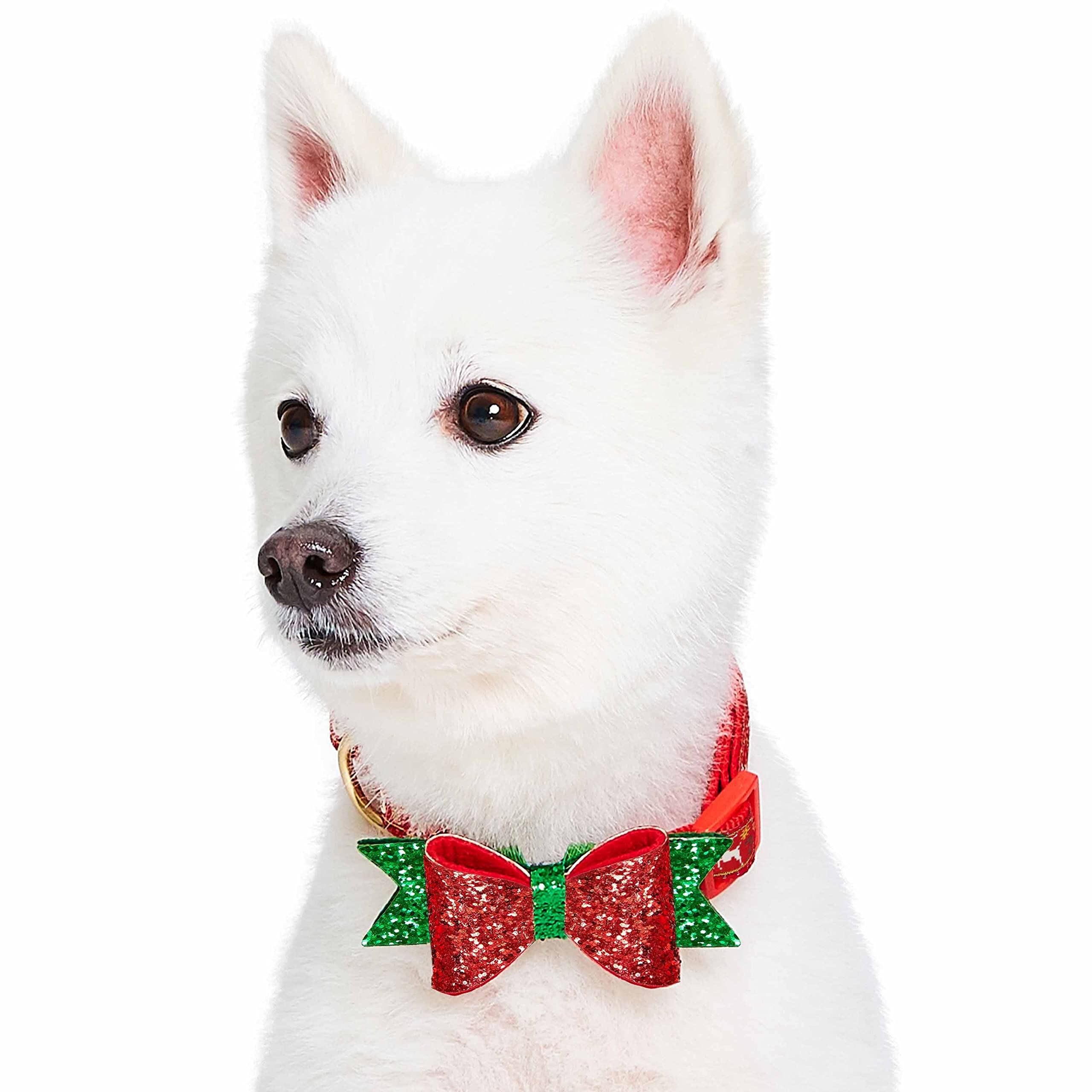 Blueberry Pet Christmas Reindeer Large Dog Collar With Bowtie, Adjustable Holiday Dog Collars For Large Dogs, High-Density Polye