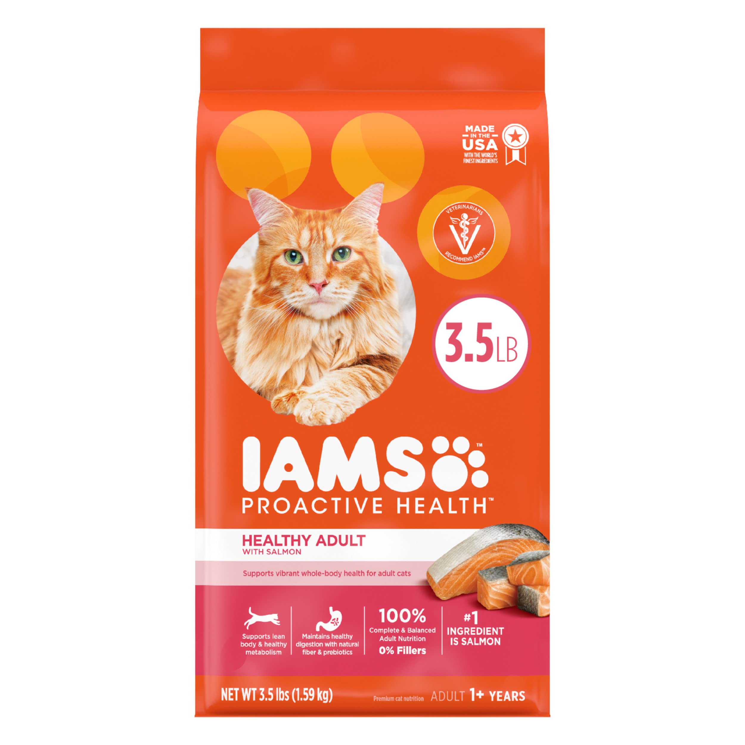 IAMS Proactive Health Adult Healthy Dry Cat Food with Salmon, 3.5 lb. Bag