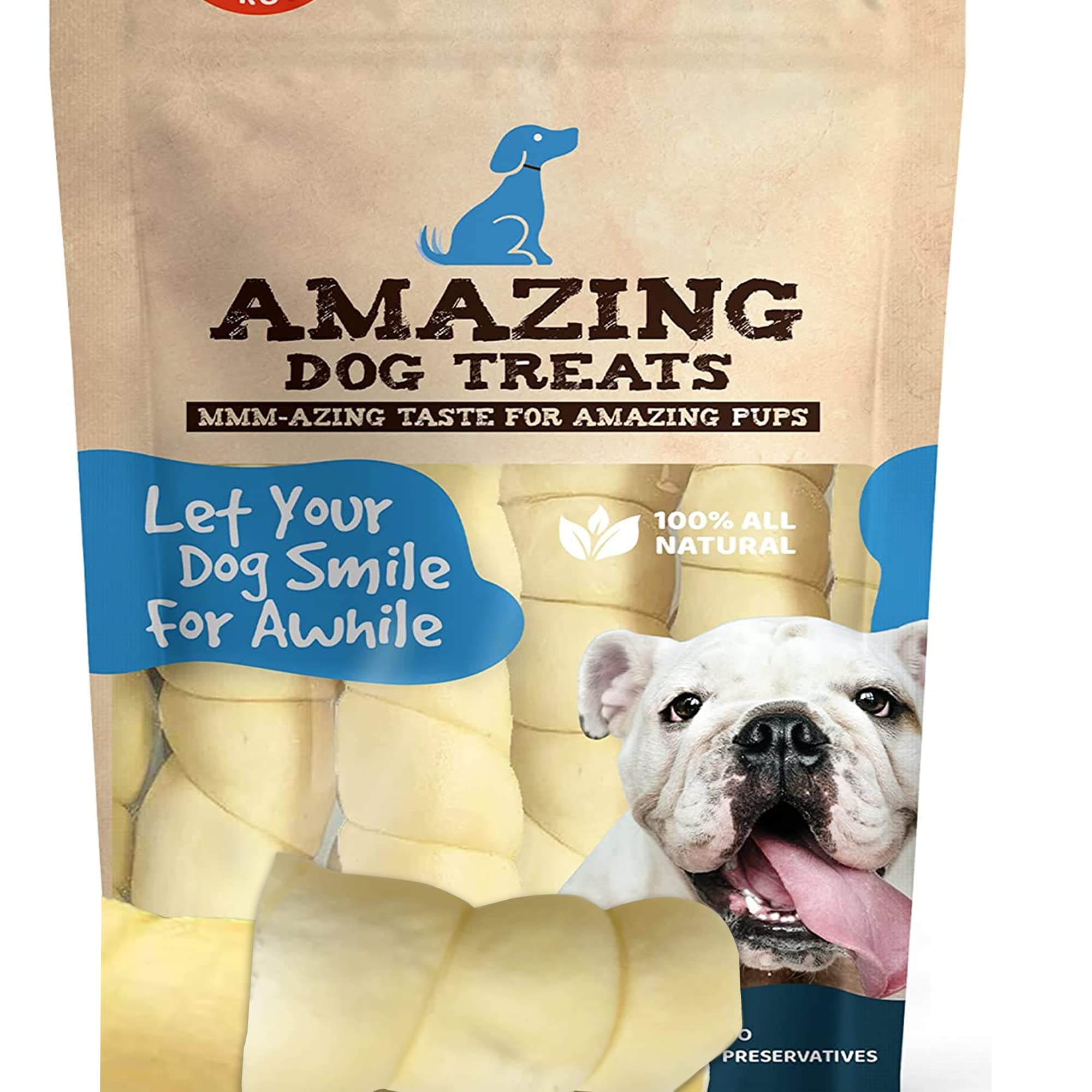 Amazing Dog Treats - Beef Cheek Rolls -(Mega Thick 4 - 6 Pcs) No Hide - Safe Rawhide Alternative Dog Chew - Great for Power Chew