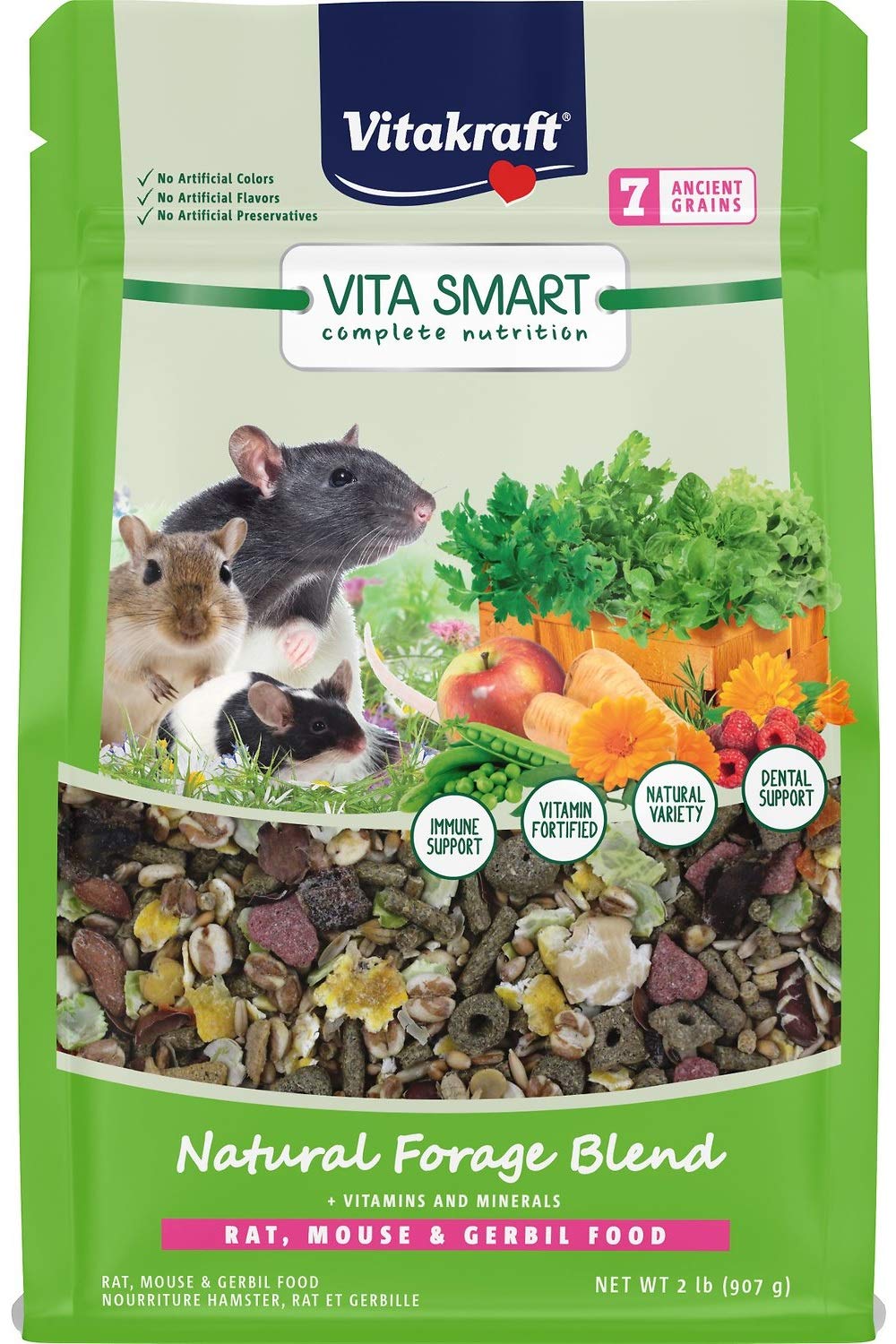 Vitakraft Vita Smart Rat and Mouse Food - Complete Nutrition - Premium Fortified Blend with Ancient Grains for Rats, Mice, and G