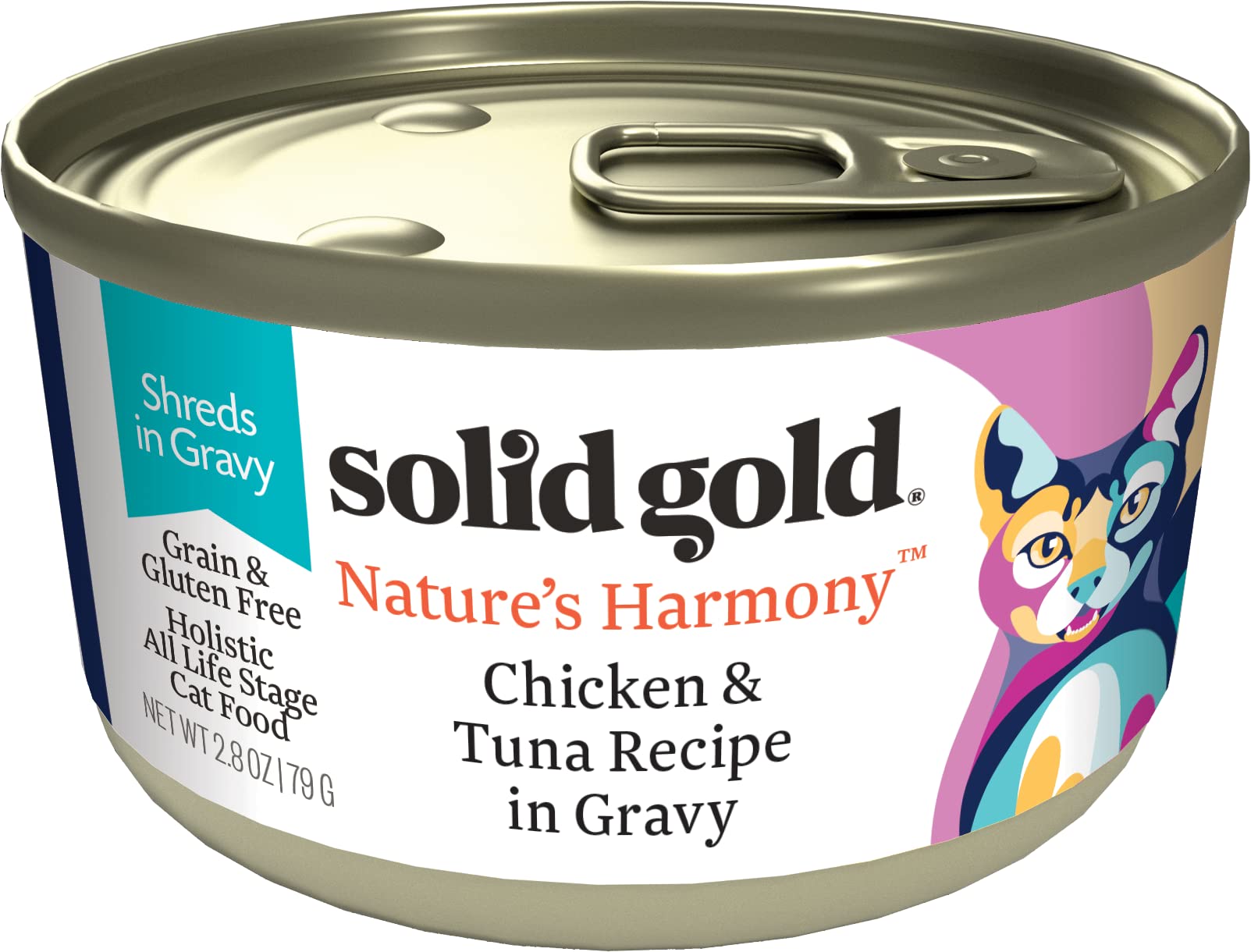 Solid Gold Natures Harmony Wet Cat Food - Chicken & Tuna Shreds in Gravy - Canned Cat Food, 24 Pack