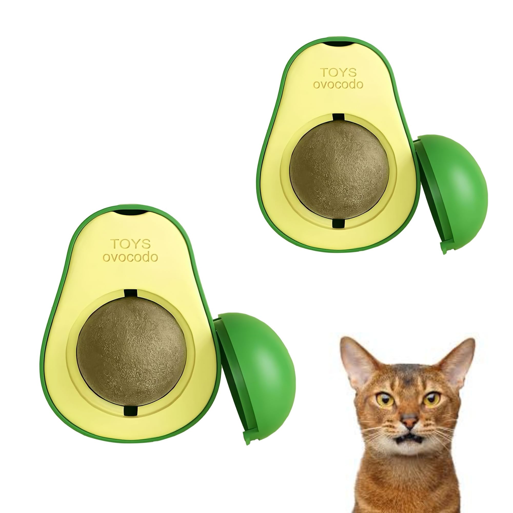 Bohobark 2 Avocado Shaped Cat Toy With Catnip Mint And Silvervine, Flavors, Natural Plant Extracts, Catnip Wall Ball, Safe Healt