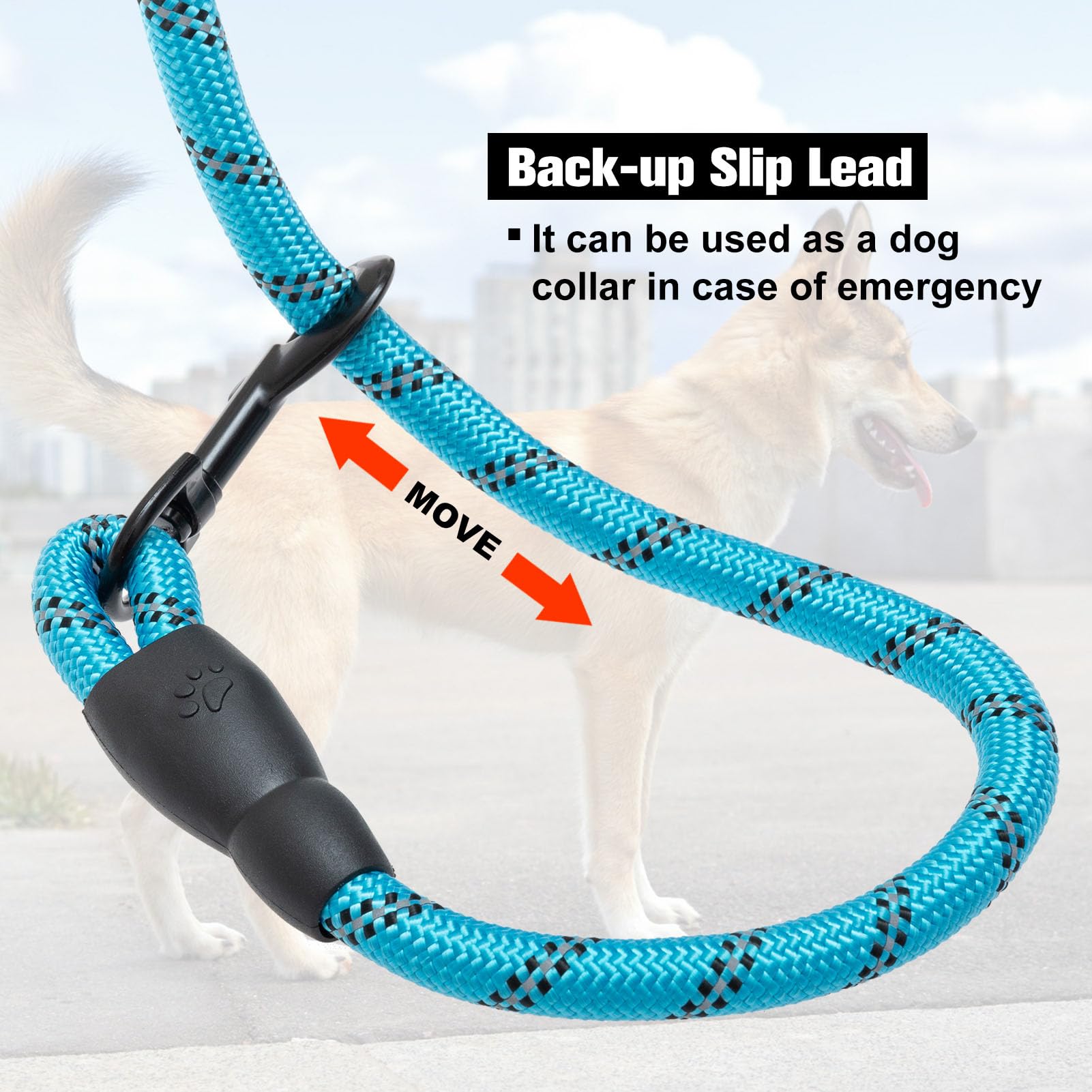 Beautyzoo Heavy Duty Rope Dog Leash 6 Pack, 6Ft Nylon Pet Leash With Reflective Thread, Soft Padded Handle Thick Lead Leash For