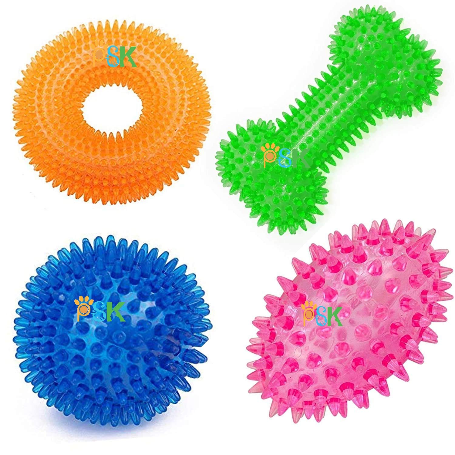 Psk Pet Mart Tpr Squeaky Dog Toys Puppy Chew Toys Squeaky Chew Toys For Dogs & Puppies Pack Of 4