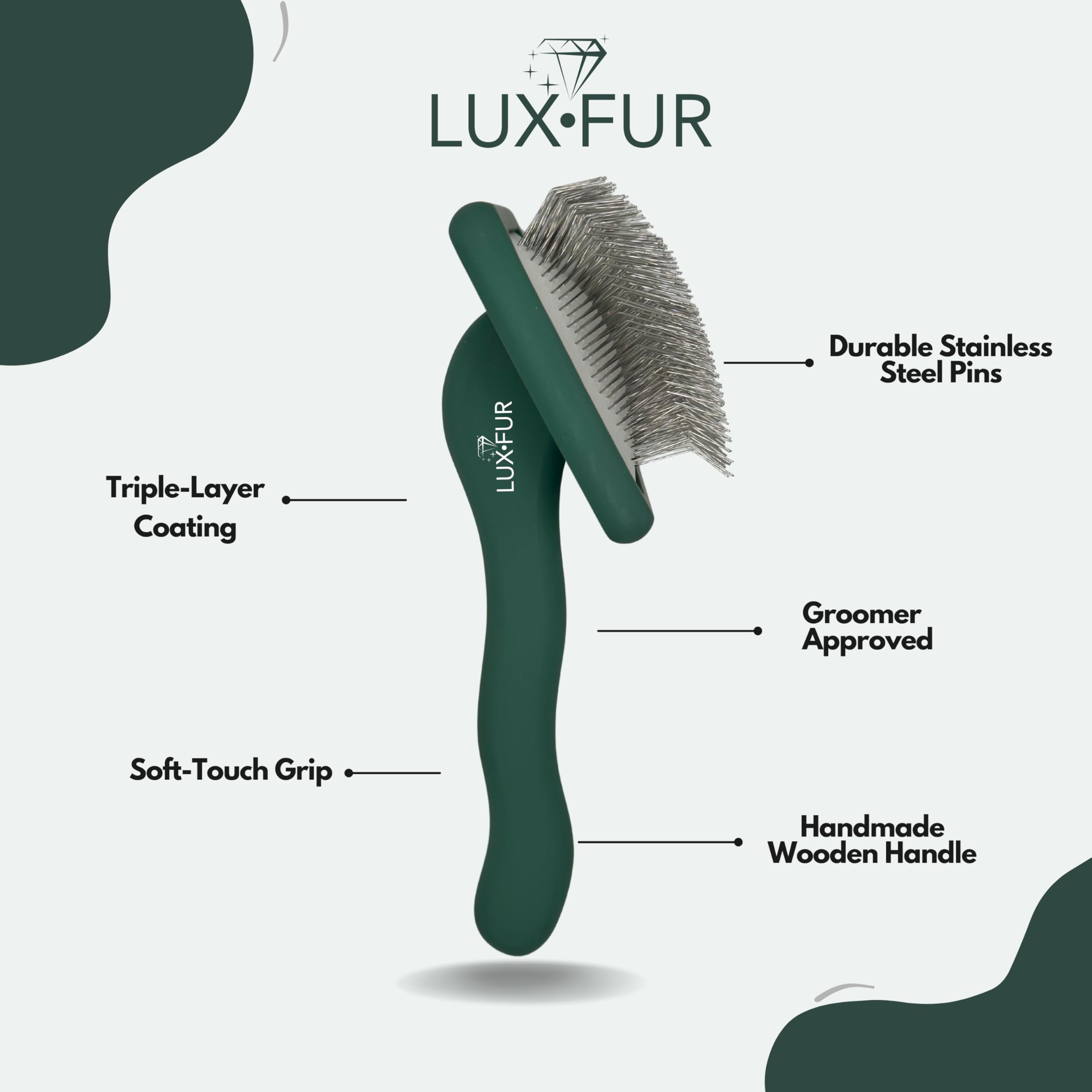 LUXFUR Premium Dog Slicker Brush - Doodle Grooming Brush for Long Haired Dogs - Goldendoodle, Labradoodle, Poodle & Golden Doodl