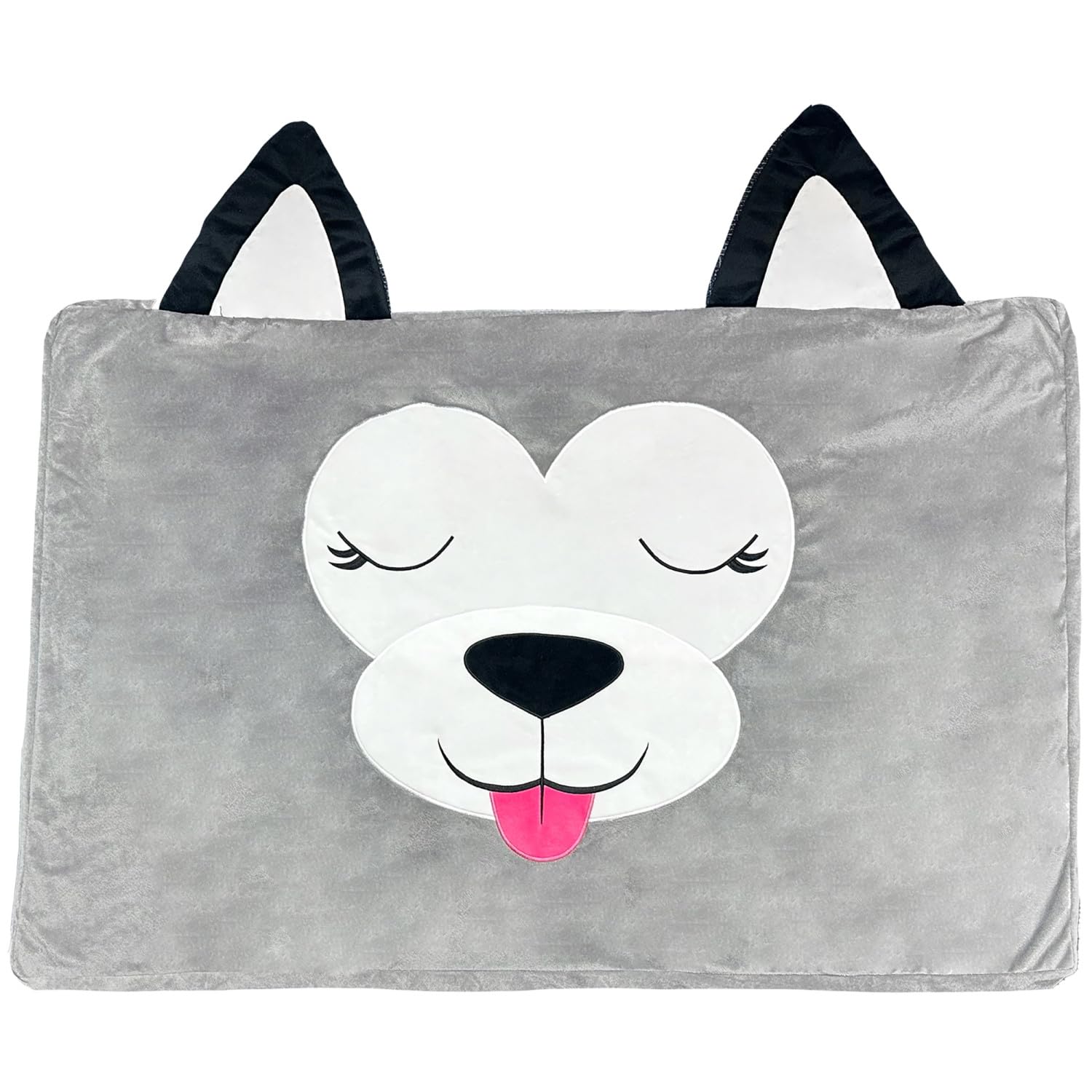 Happy Nappers Pet Bed in A Box Slipcover: Hutch The Gray Dog  Small  24x18 Character Bed Case, Stuff & Fill with Your ScentPi