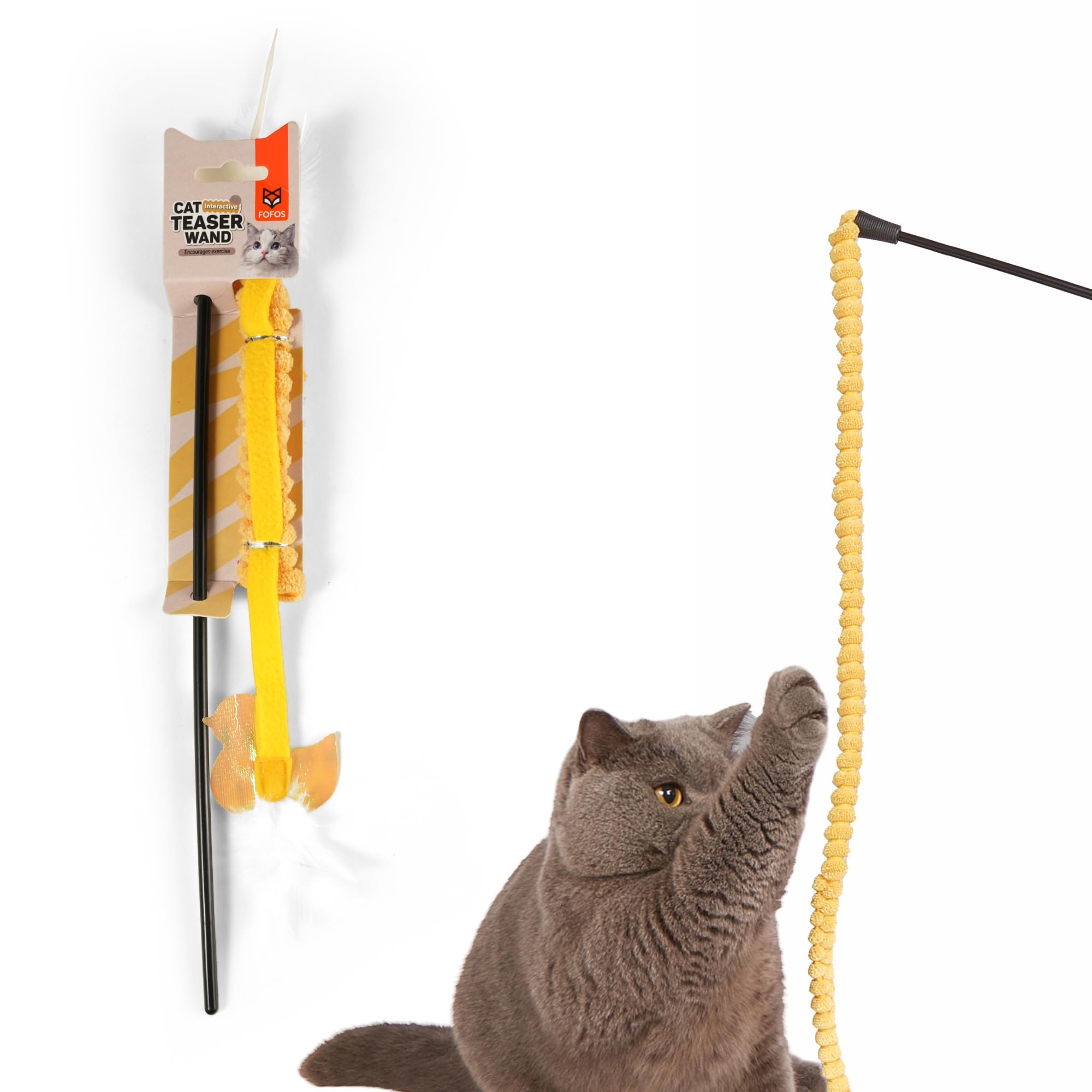 Barkbutler X Fofos Cat Teaser Toy 2Asst  Interactive Cat Toys With Catnip  Cat Toy Set  Multicoloured