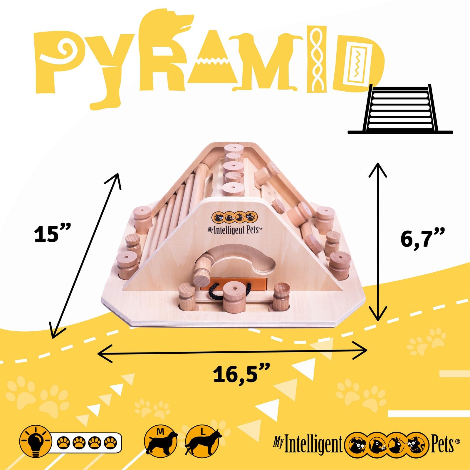 My Intelligent Dogs Pyramid - Brain Game for Dogs, Interactive Wooden Puzzle Toy for Mental Stimulation, Boredom Buster for Smar