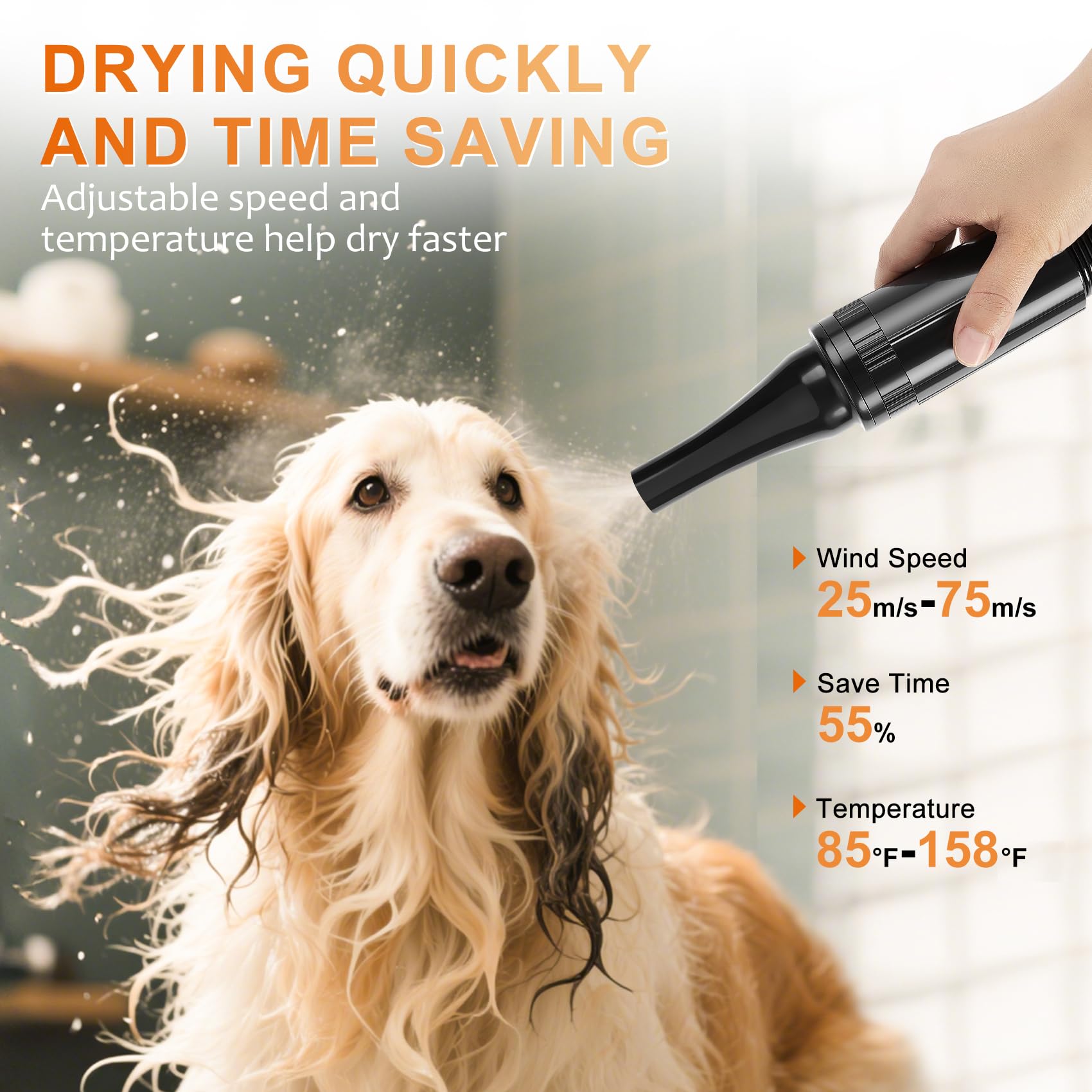 Nestroad Dog Dryer High Velocity Dog Hair Dryer,4.3Hp/3200W Dog Blower Grooming Force Dryer With Stepless Adjustable Speed,Profe