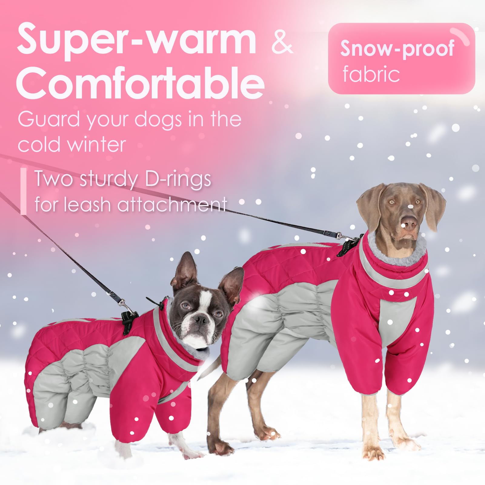AOFITEE Dog Puffer Jacket: Windproof, Reflective Turtleneck Dog Snouseuit - Built-in Harness for Small/Medium/Large Dogs