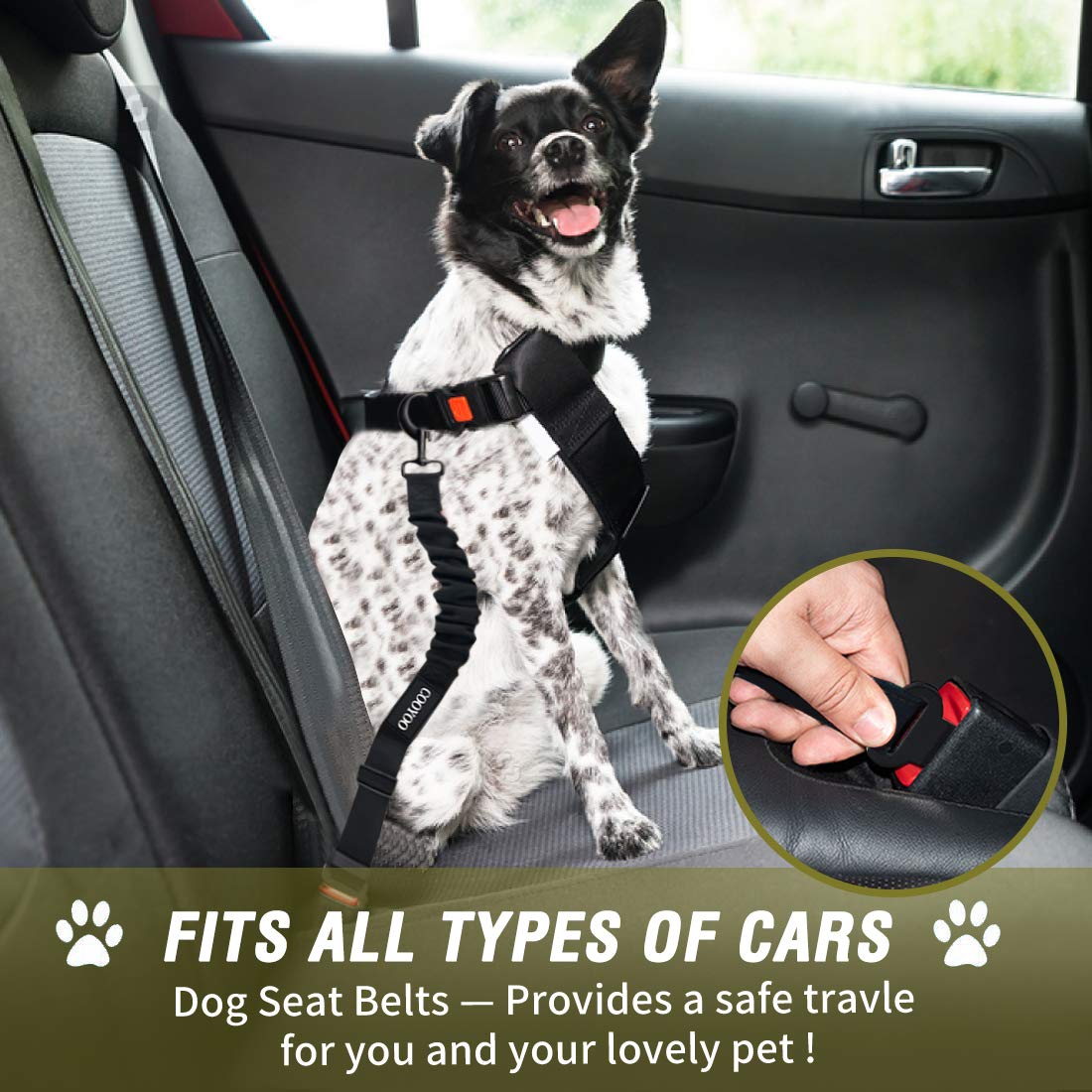 Cooyoo Dog Seat Belt,3 Piece Set Retractable Dog Car Seatbelts Adjustable Pet Seat Belt For Vehicle Nylon Pet Safety Seat Belts