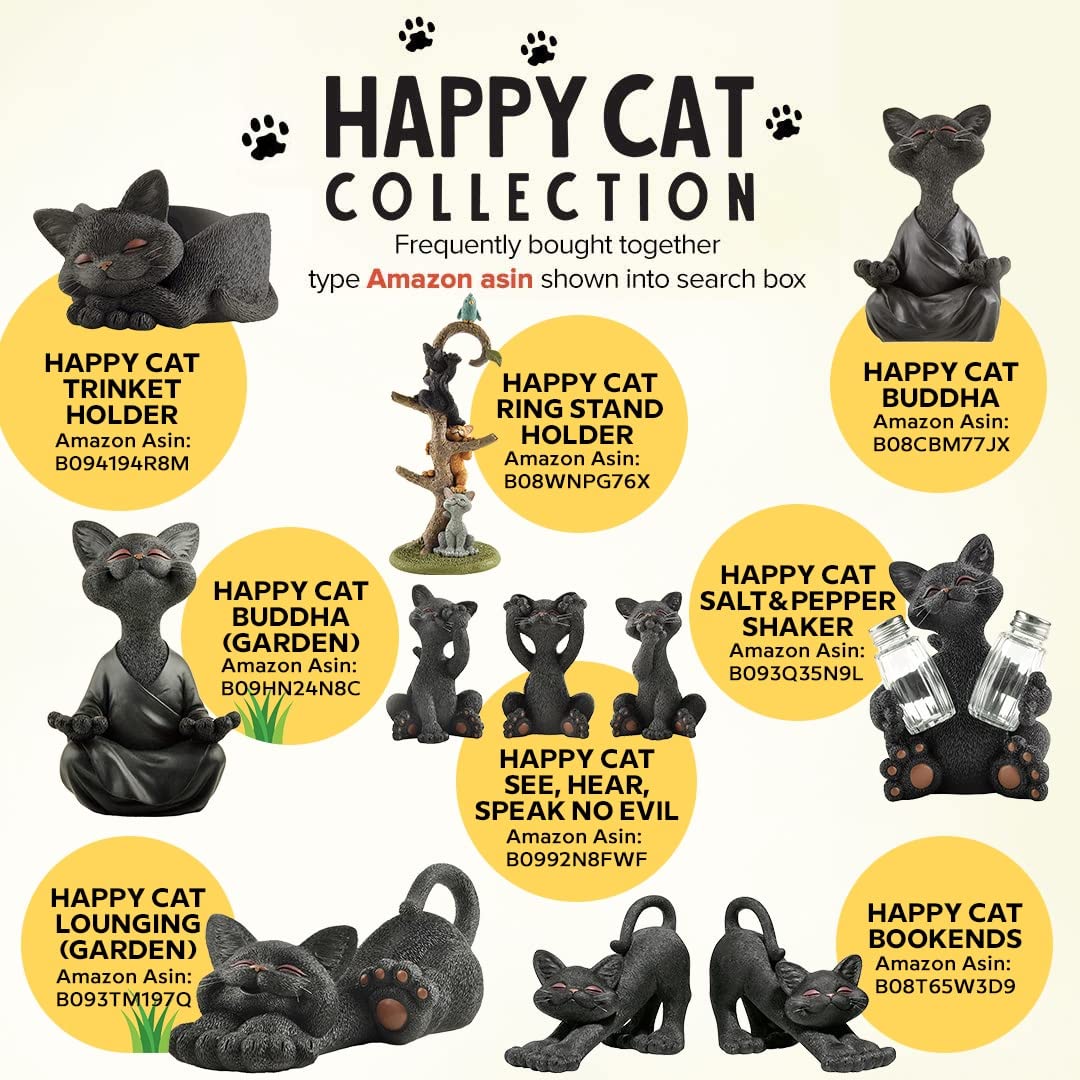 Whimsical Black Cat Angel Figurine With Angel Wings - Happy Cat Collection - Gifts For Cat Lovers, Cat Lover Gifts For Women, Cat Lover Gifts For Men, Cat Decor For Cat Lovers, Cat Memorial Gifts