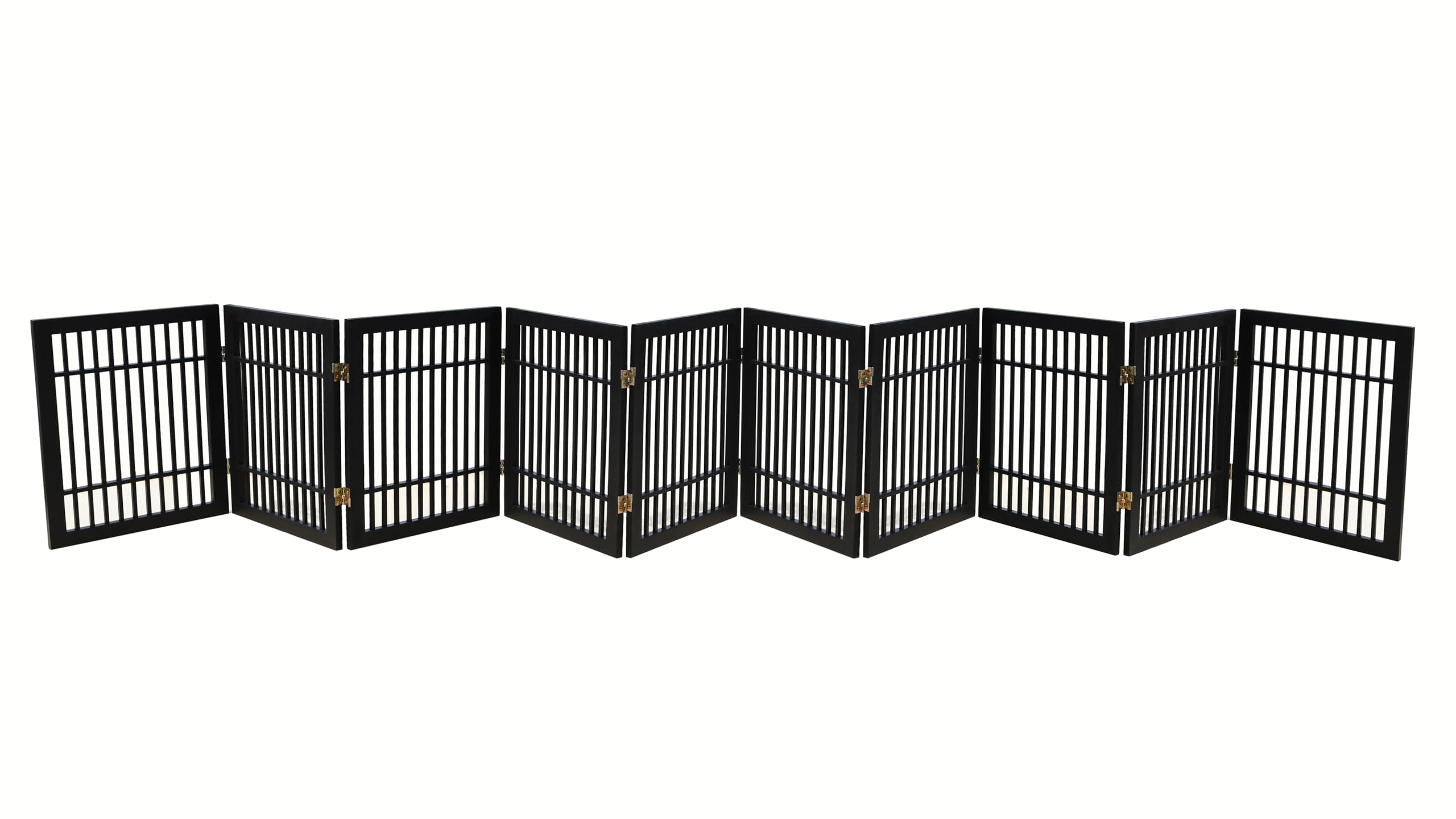 Pet Dog Gate Strong and Durable Freestanding Folding Acacia Hardwood Portable Wooden Fence Indoors or Outdoors by Urnporium (Bla