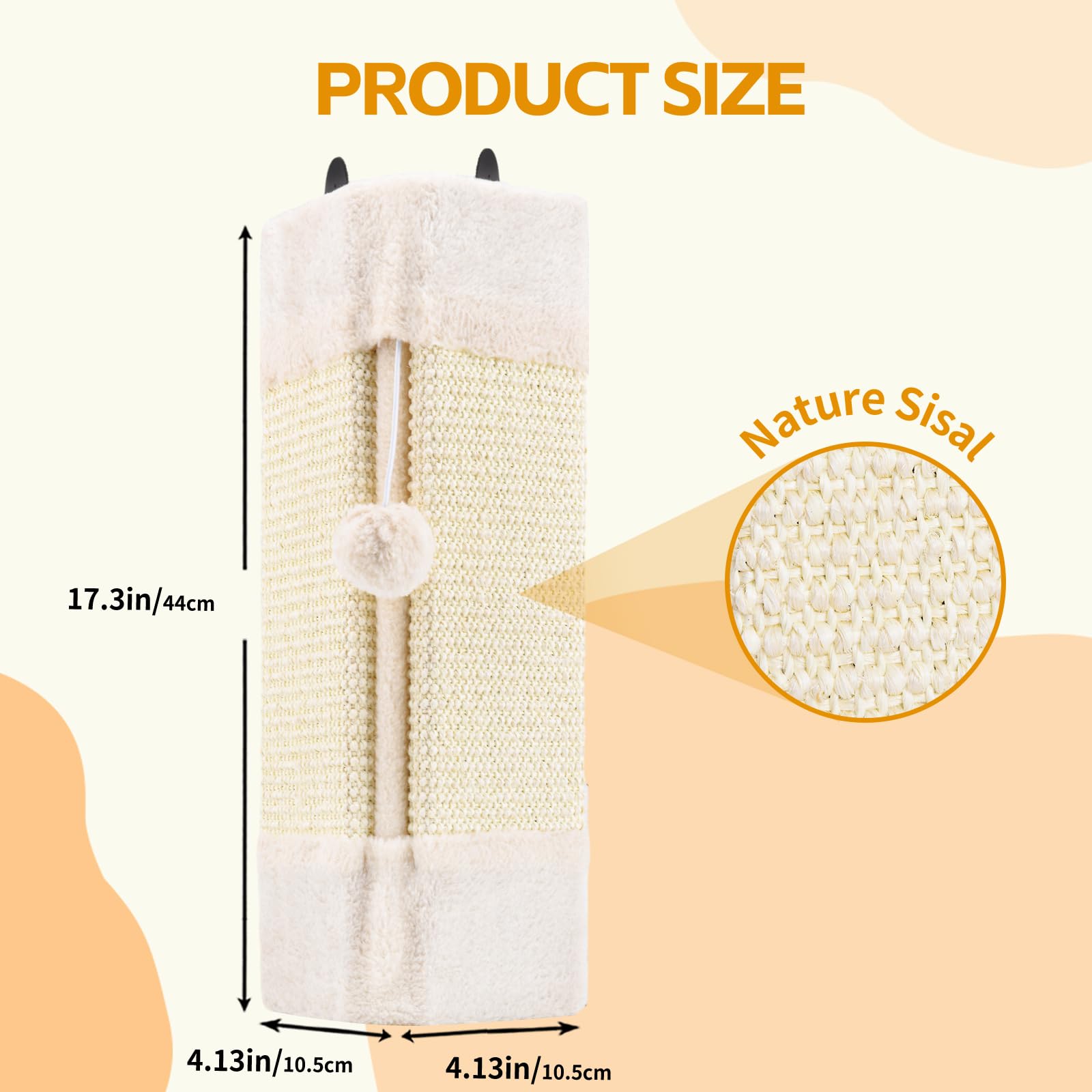 Liflix Wall Corner Cat Scratcher For Indoor Cats- Wall Mounted Sisal Scratching Pad With Hanging Ball - Vertical Corner Wall Mou