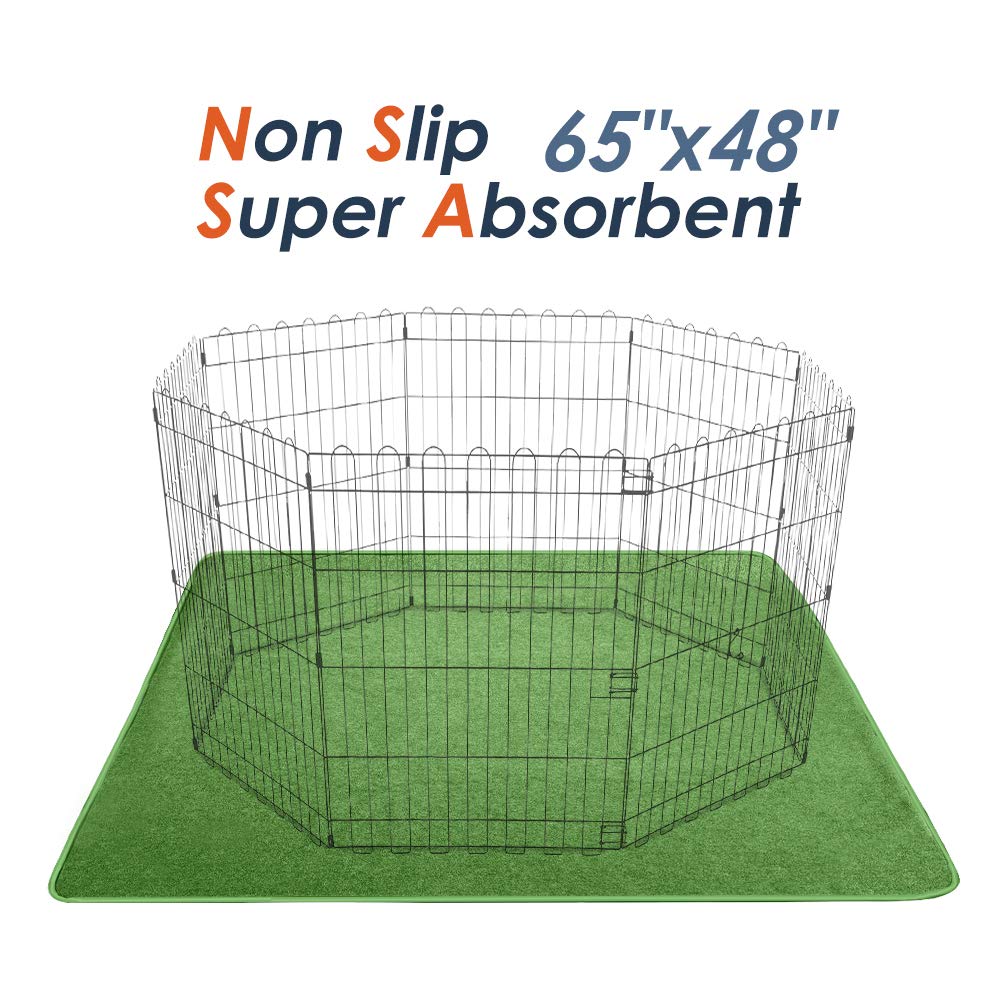 ULIGOTA Extra Large Reusable Dog Pee Pads 65x48 Washable Grass Green Puppy Training Mat for Playpen