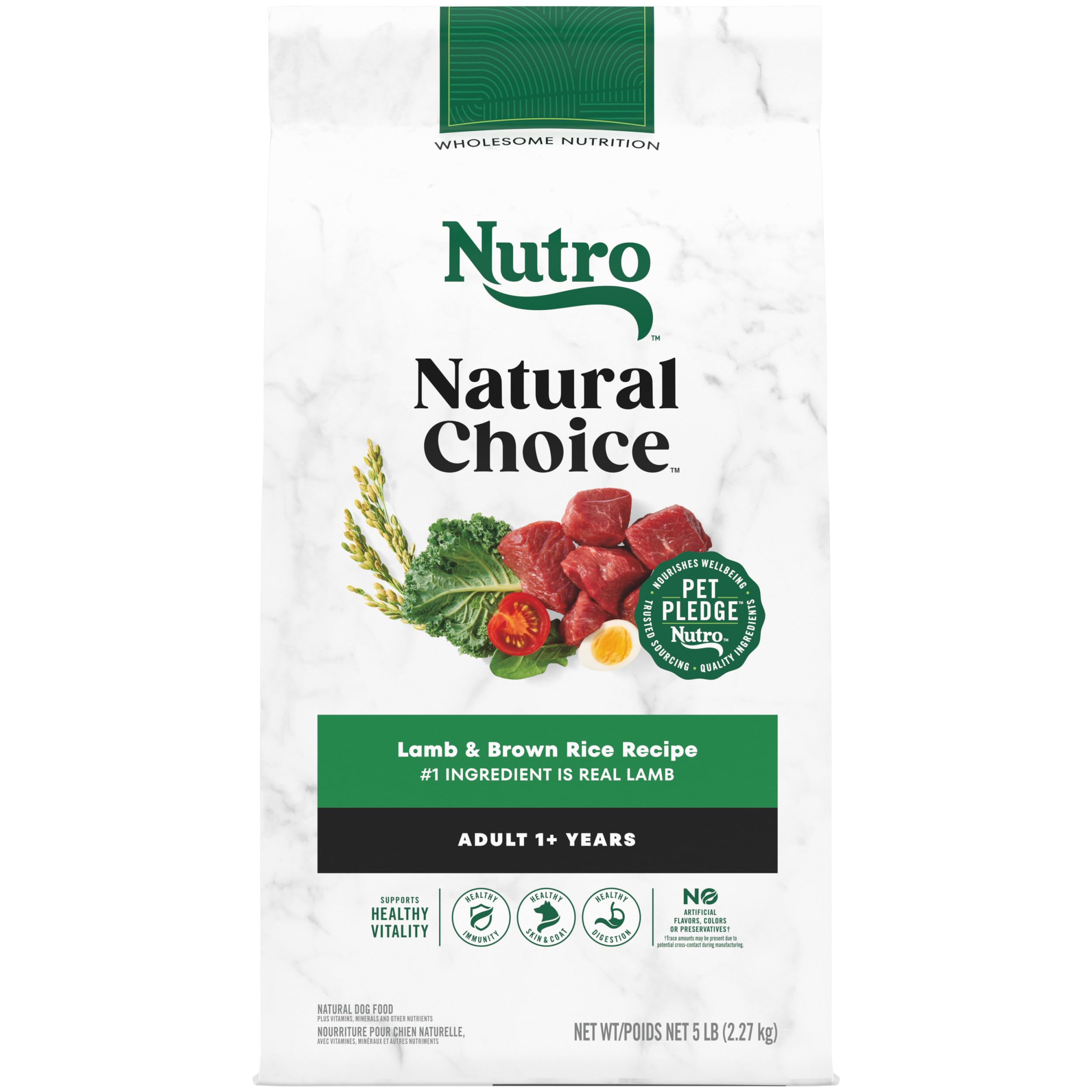 NUTRO NATURAL CHOICE Adult Dry Dog Food, Lamb & Brown Rice Recipe Dog Kibble, 5 lb. Bag