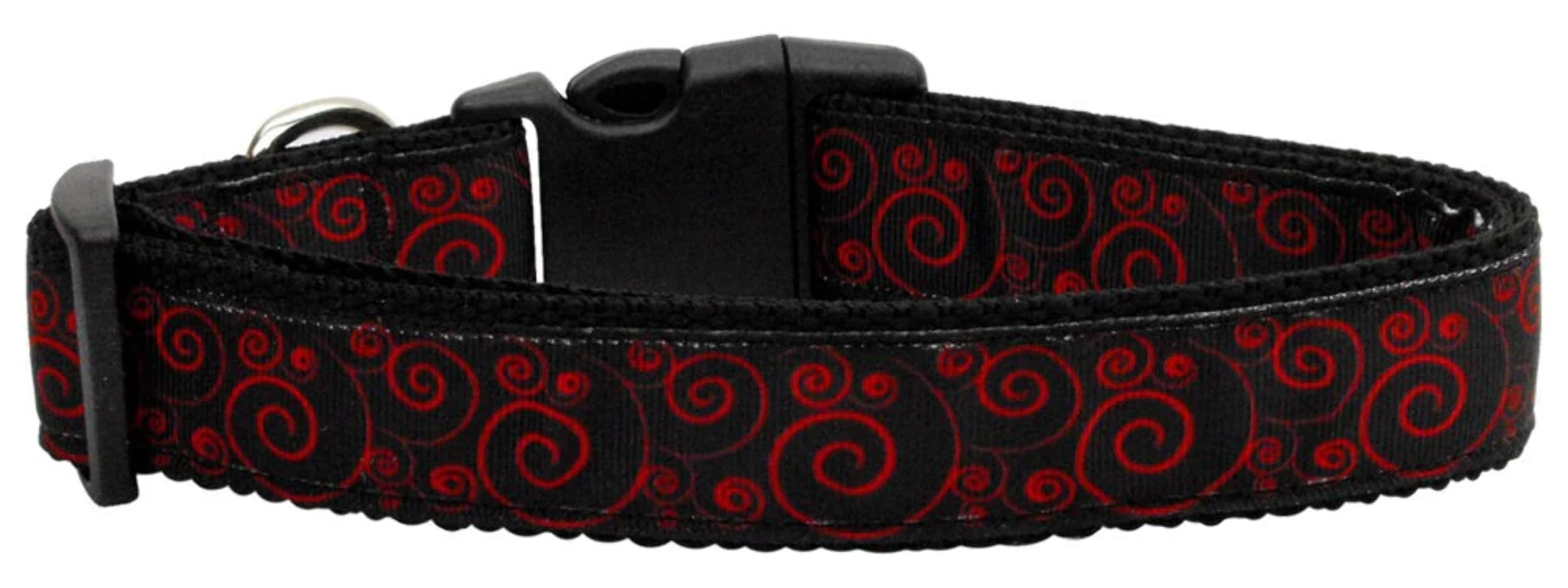 Pet Dog and Cat Nylon Collar or Leash, "Red & Black Swirly" 3/8" w x 6 ft. leash