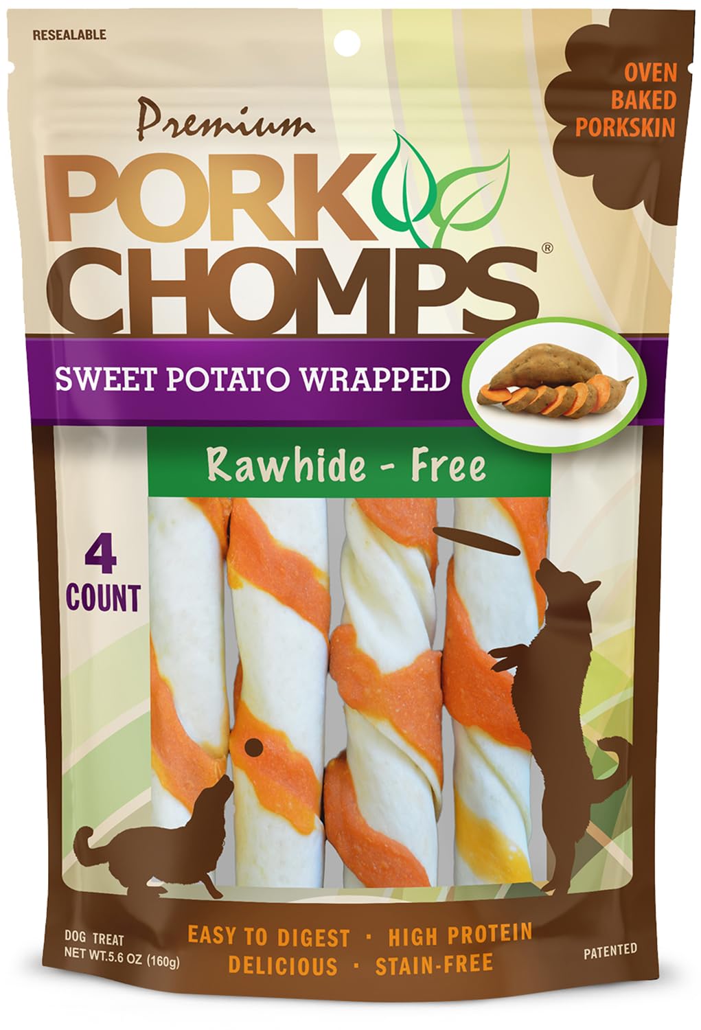 Pork Chomps Premium Sweet Potato Wrapped Porkskin Twists