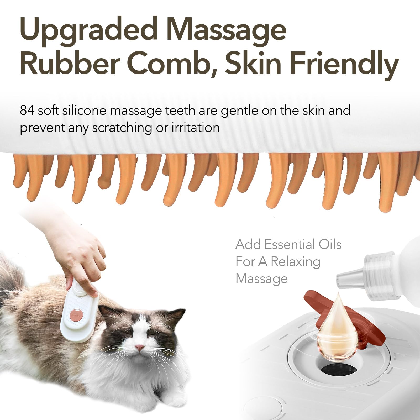 Goocare Enhanced 3-In-1 Cat Steam Brush With Larger Spray Misting, Long Steamy Comb For Undercoat Shedding, Hair Removal & Clean