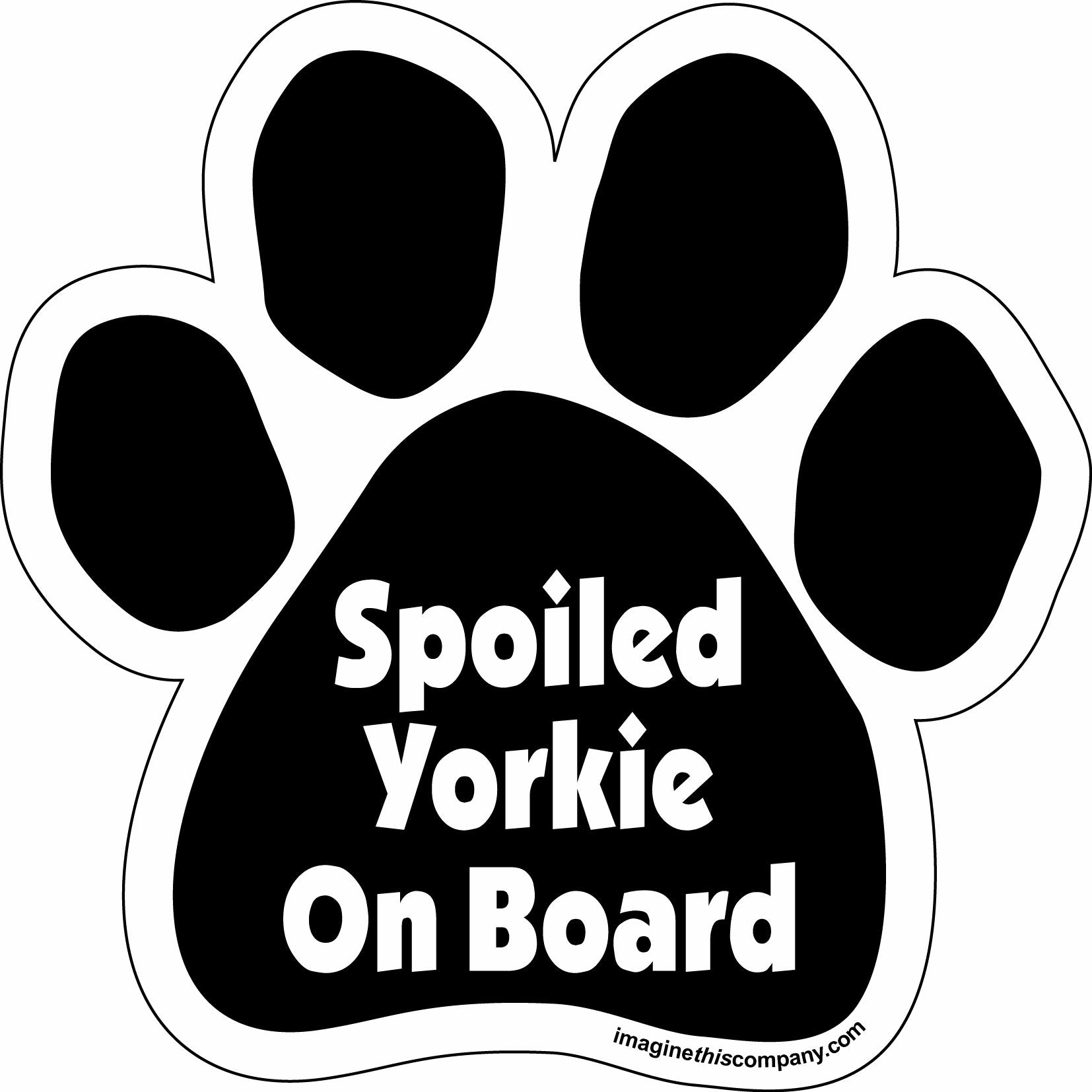 Imagine This Paw Car Magnet, Spoiled Yorkie on Board, 5-1/2-Inch by 5-1/2-Inch