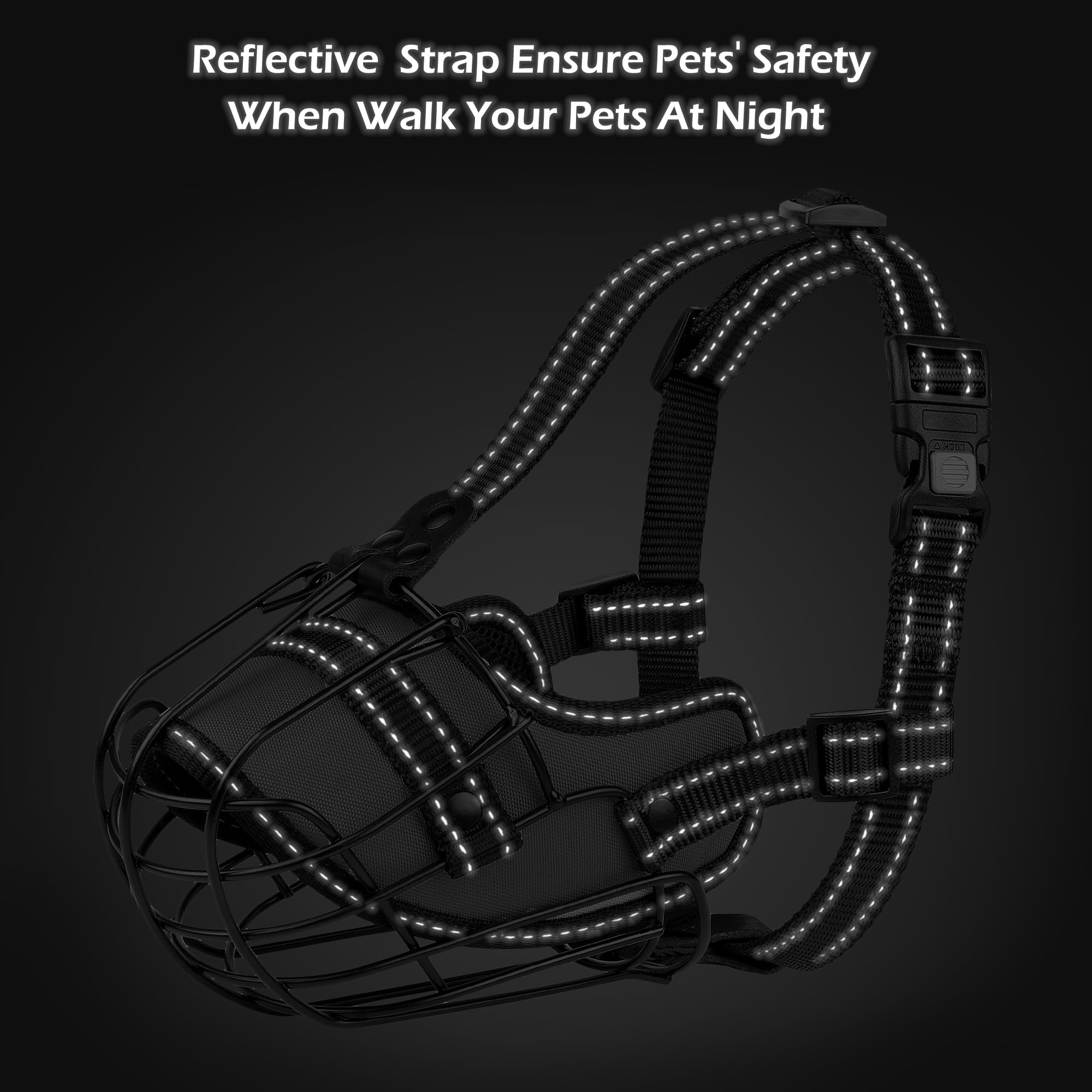 OOPSDOGGY Pitbull Dog Muzzle - Reflective Metal Basket Muzzle, Secure Design, Adjustable Nylon Straps, Orange, Size: Pitbull