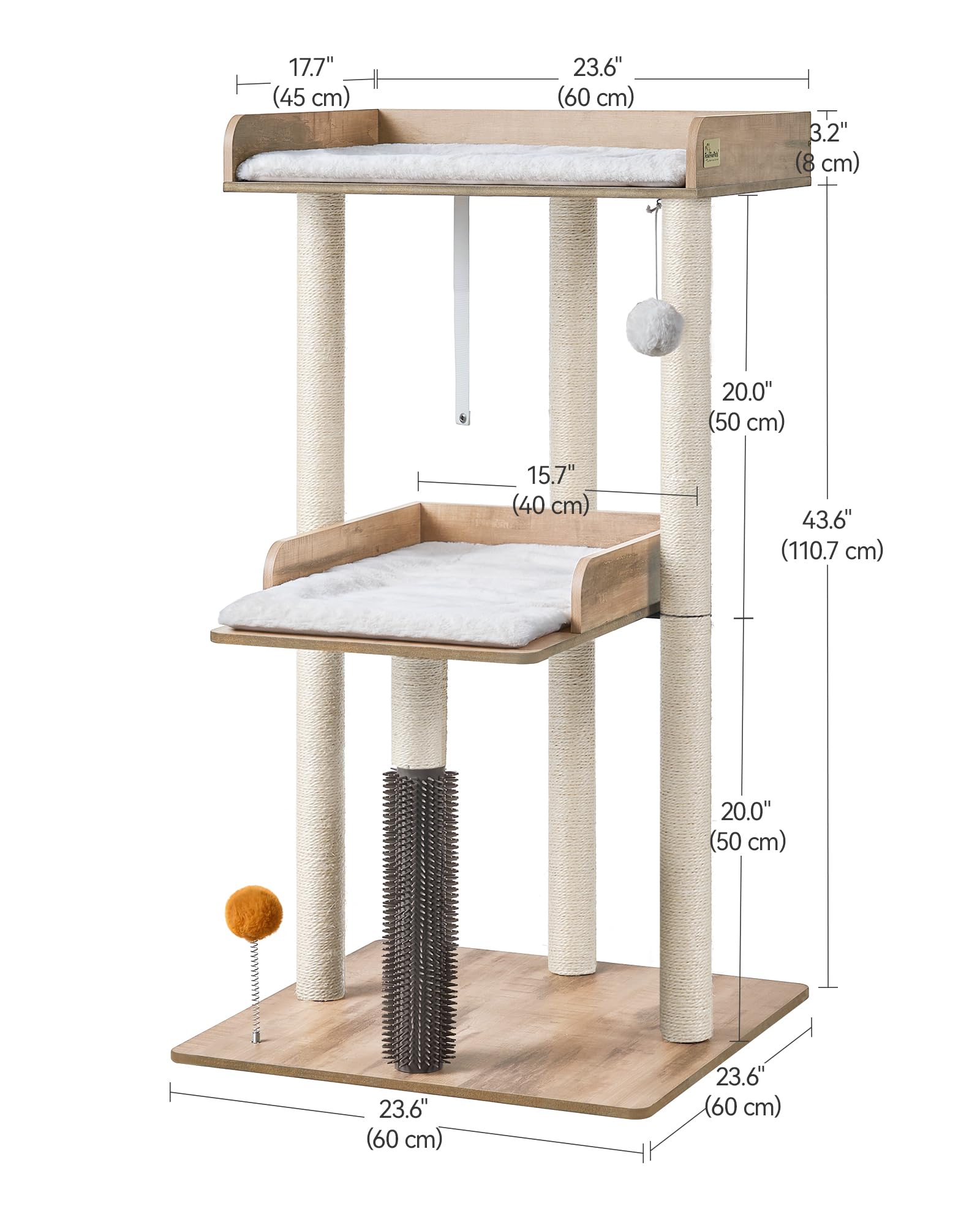 Fourfurpets 43.7'' Cat Tree, Modern Cat Tree Tower, Cat Tower For Indoor Cats Large Adult, Cat Condo With Scratching Post, Large