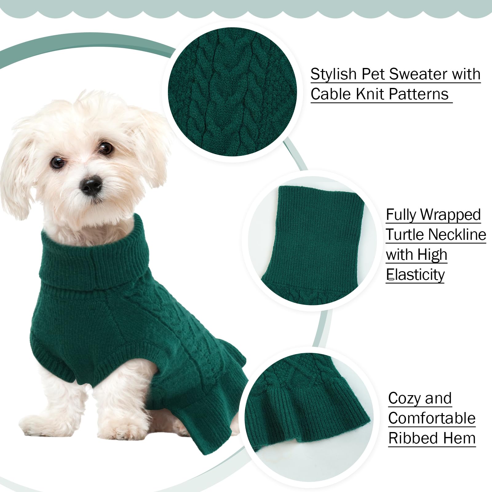 Qbleev Small Dog Sweaters For Girls - Warm Winter & Fall Dog Sweaters With Soft Material, Turtleneck & Vest Options, Female Xs