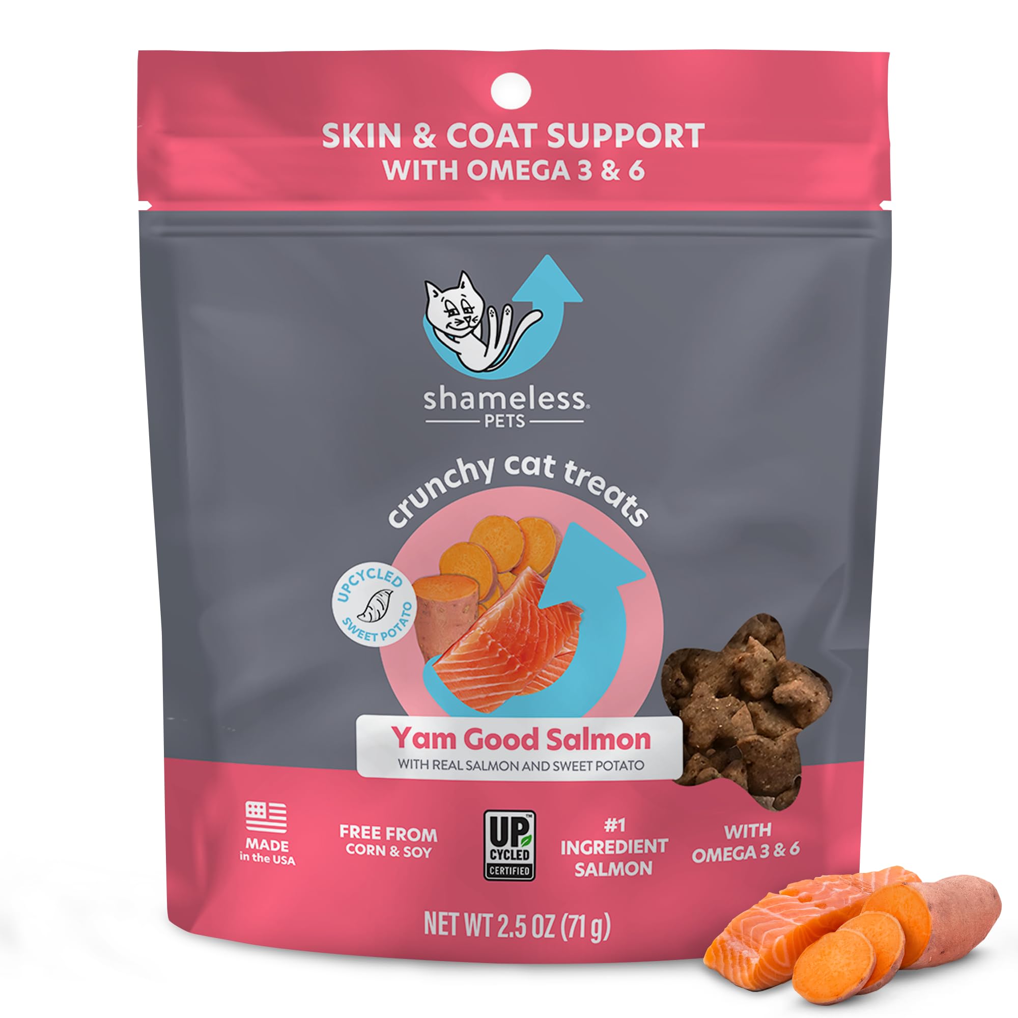 Shameless Pets Crunchy Cat Treats - Kitty Treats for Cats with Skin & Coat Support, Natural Ingredients Kitten Treats with Real 