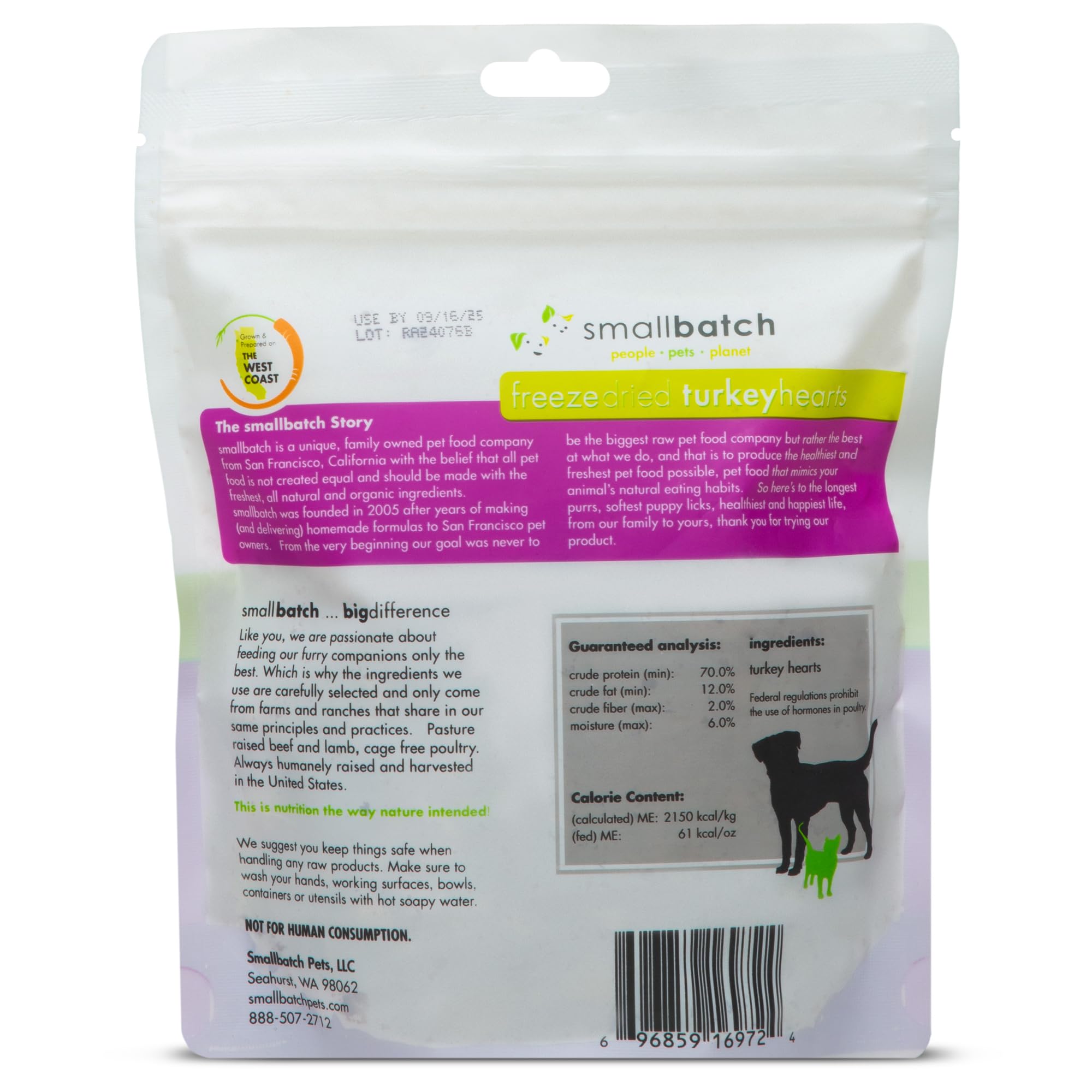 smallbatch Pets Premium Freeze-Dried Turkey Heart Treats for Dogs and Cats, 3.5 oz, Made and Sourced in The USA, Single Ingredie
