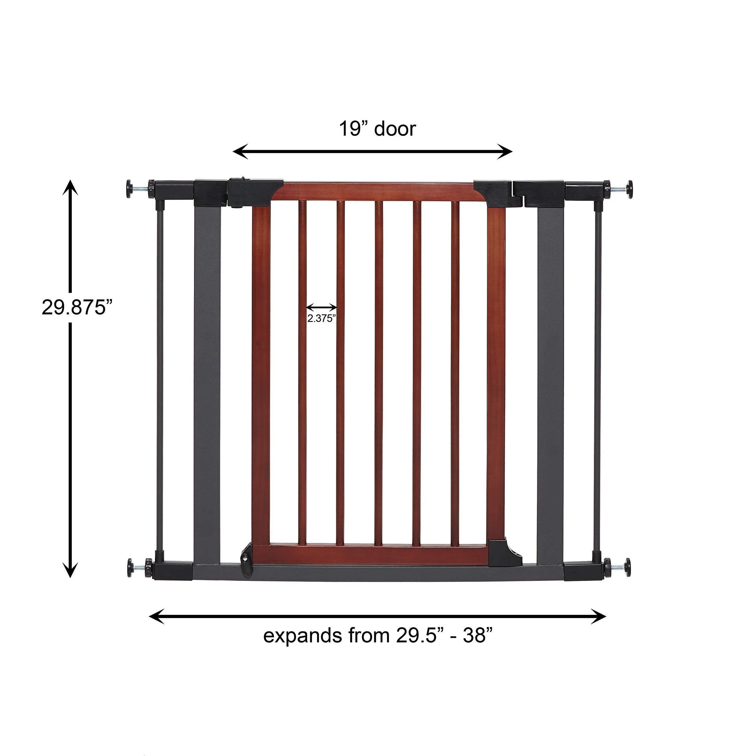 MidWest Homes for Pets 29 Inches Tall Walk-Though Wood Decorative Steel Pet Gate, Pressure Mounted Dog Gate Measures 29H x 29.5-