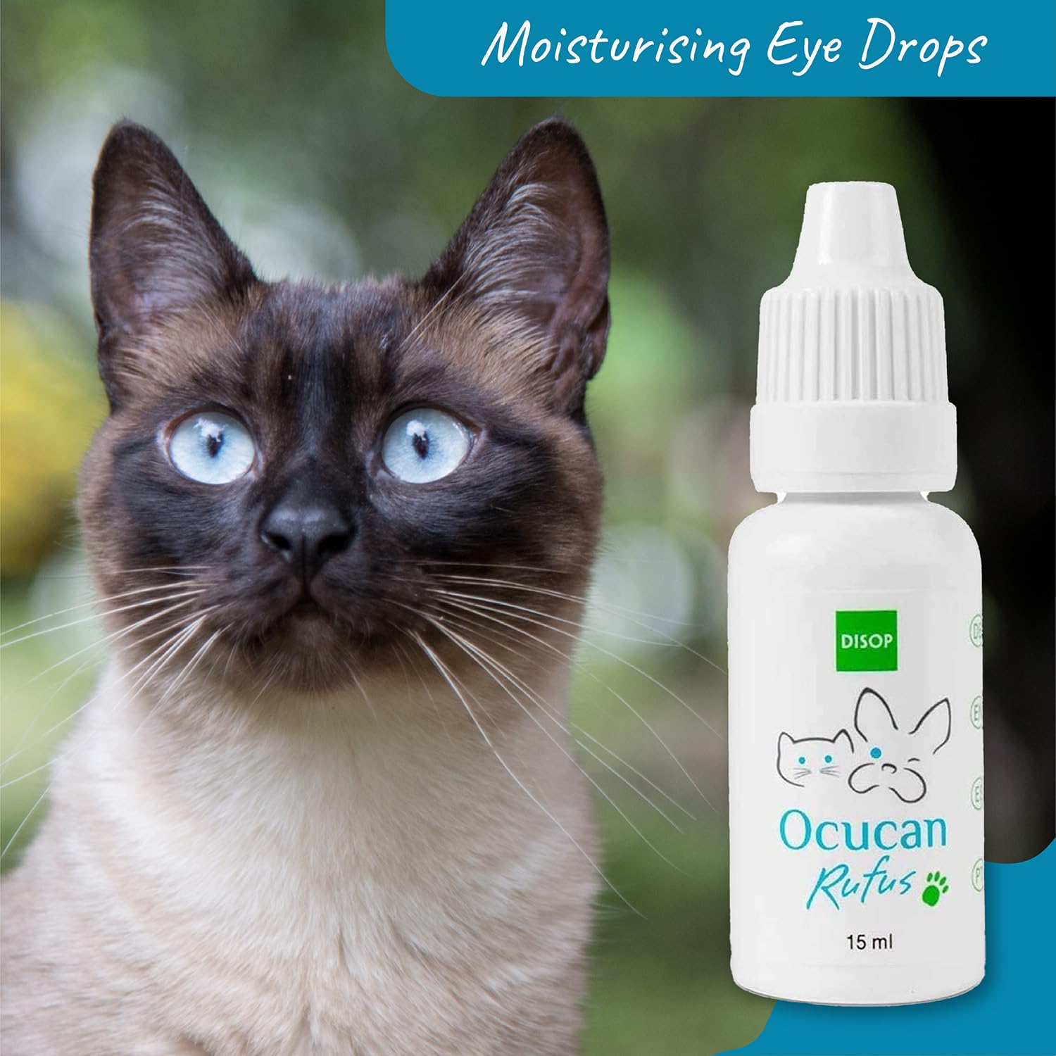 Ocucan Moisturizing Eye Drops for Dogs and cats with Hyaluronic Acid Lubricating Relief Lube for Pets Dry Eyes Multidose 15 ml