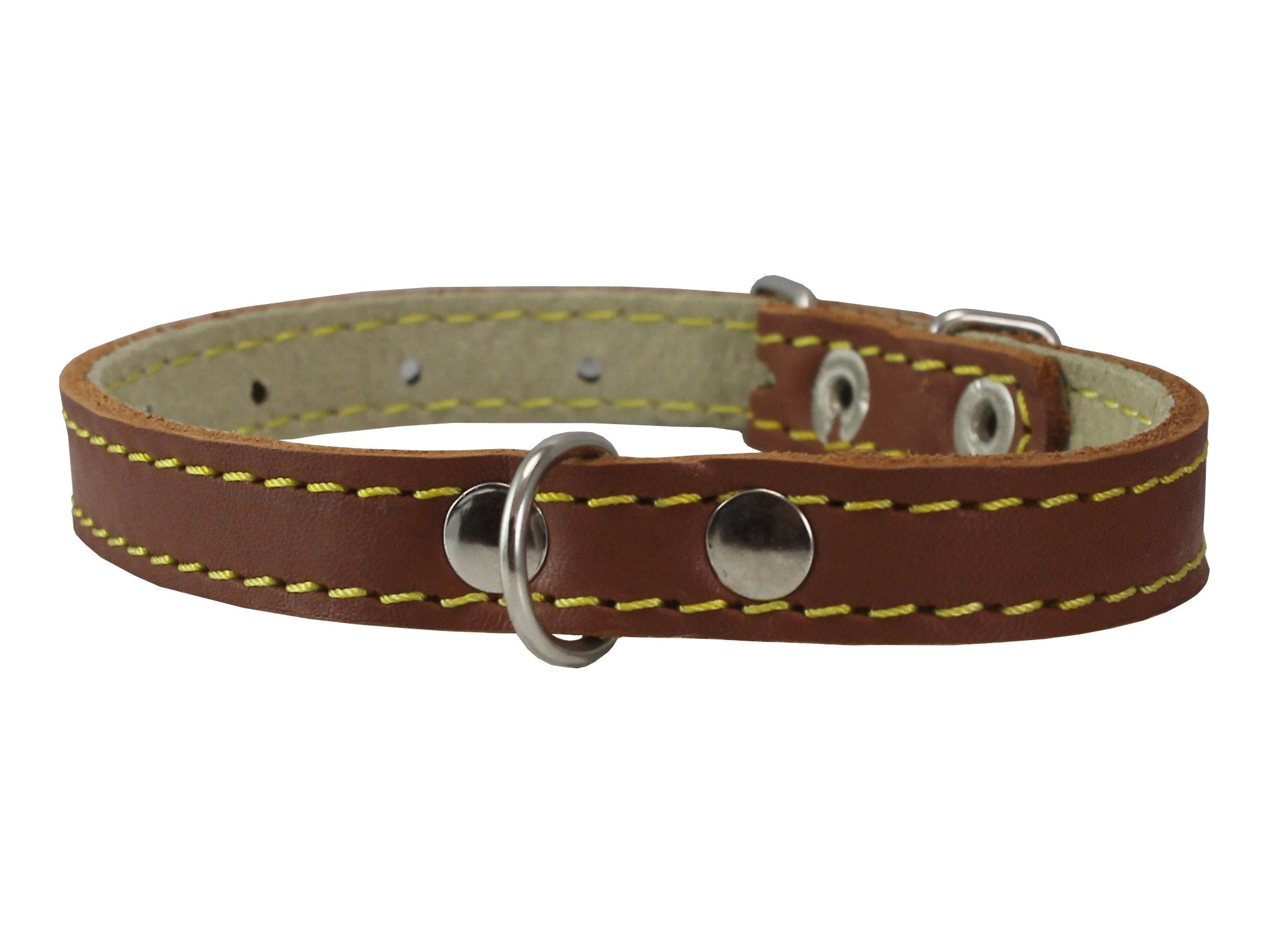 Genuine Leather Dog Collar 9.5''-13'' Neck Size, 1/2'' Wide Chihuahua, Puppies