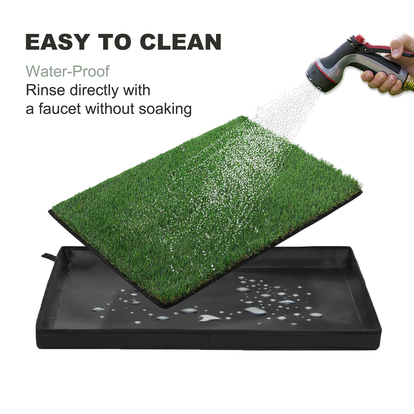 Hq4Us 4Legs Foldable Dog Litter Box With Artificial Grass Pads, Extra Large Liner Base (44'34') For Balcony Potty Training
