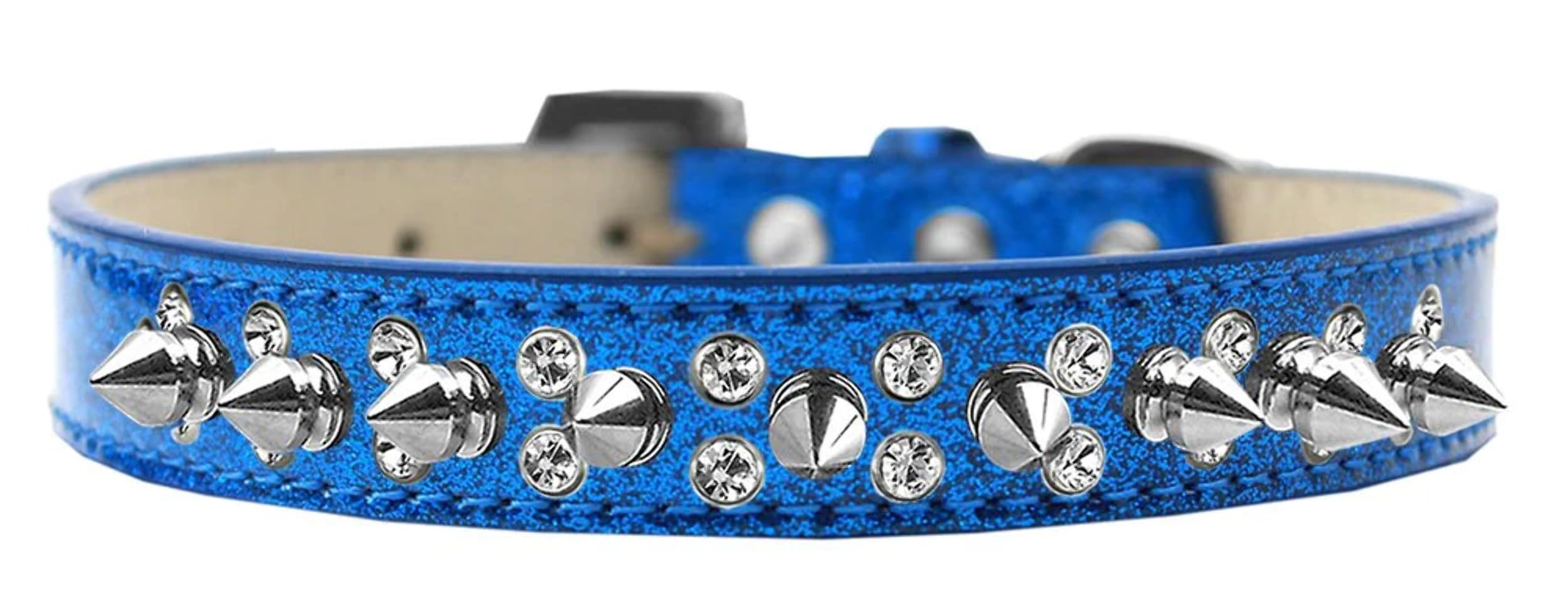 Dog, Puppy and Pet Ice Cream Collar, Double Crystal & Clear Spikes Pink 16