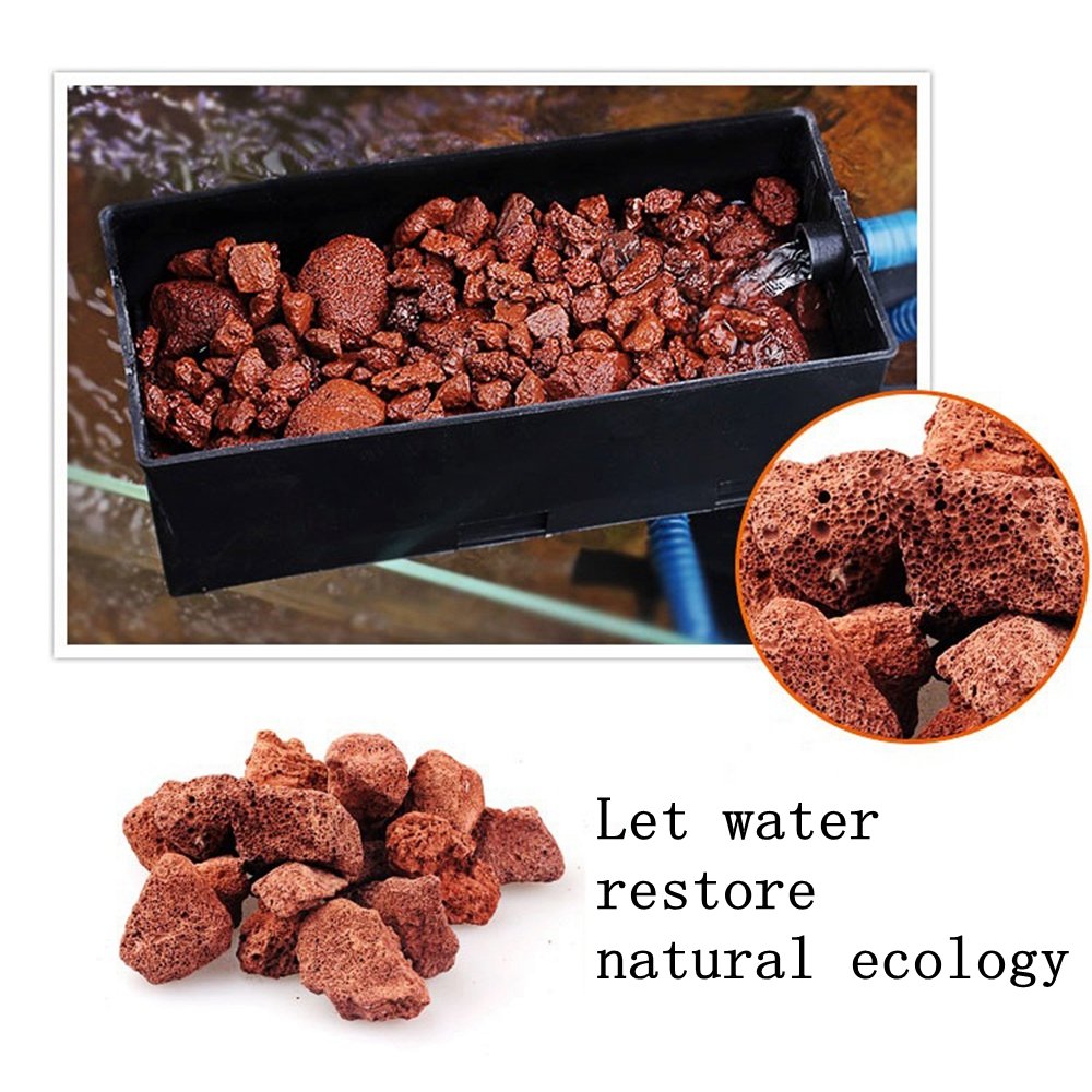 Bcqli 400G Sphere Bio-Filter Media For Marine And Freshwater Aquariums, Red Volcanic Rock