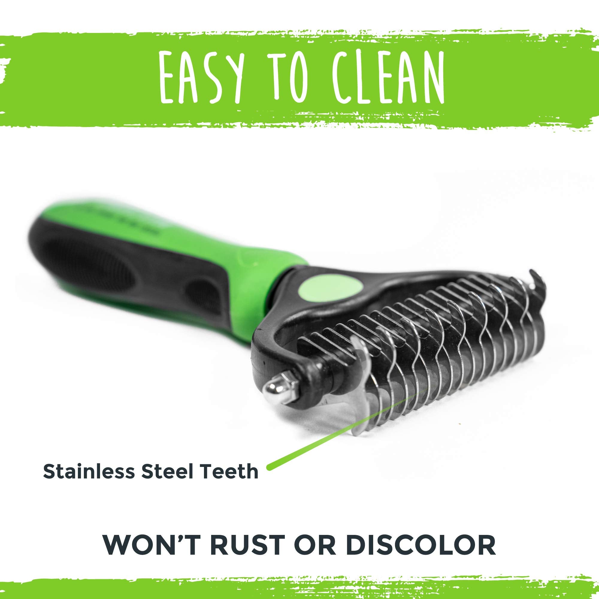 Mighty Paw Dog Grooming Brush | Pet Undercoat Dematting Rake With Rounded Teeth. Dog Comb For Detangling, Thinning, & Deshedding