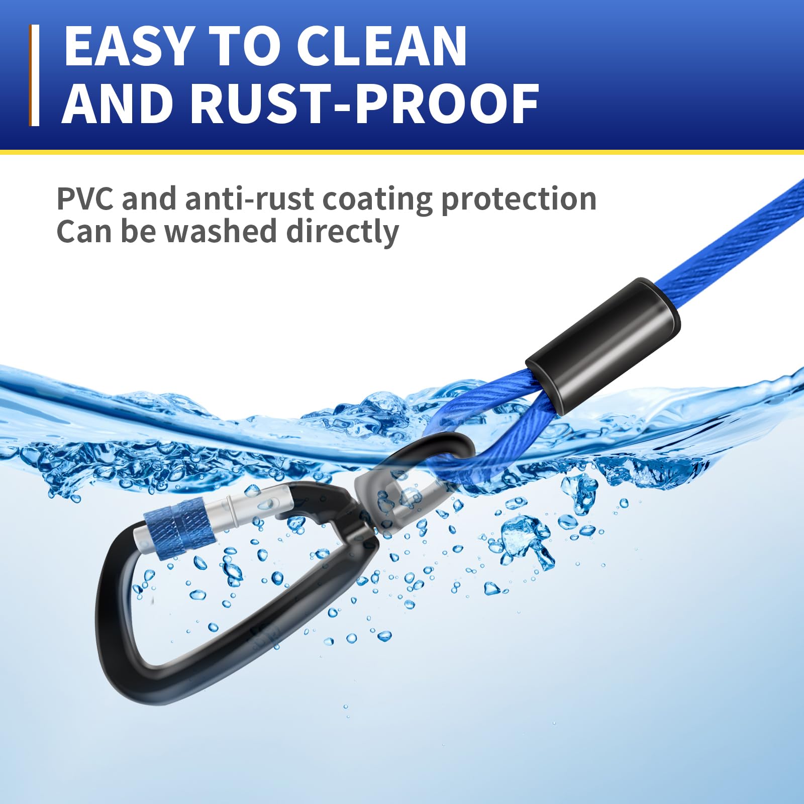 Duckygoo Heavy Duty Dog Tie Out Cable-Dog Leads For Yard & Camping, Rust Proof Leash Cable With Carrying Handle, No Tangle Tethe