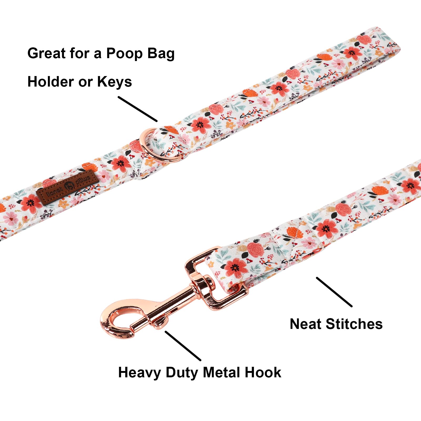 Lionet Paws Dog Leash,Summer Floral Handmade Dog Training Leash Pet Supply For Medium Dog