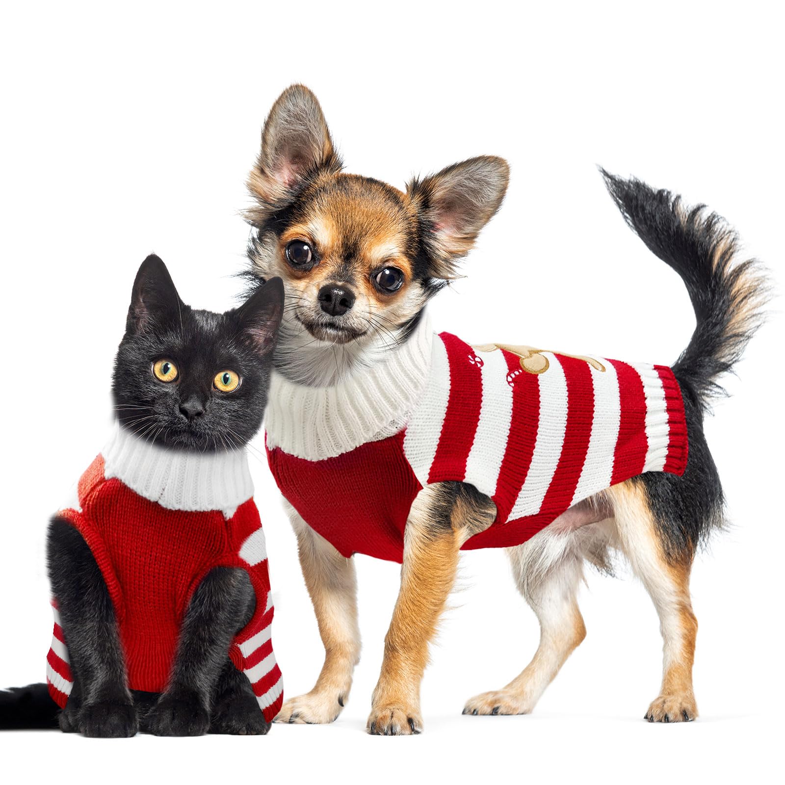 Doggyzstyle Dog Christmas Sweater Xmas Pet Clothes Cute Striped Gingerbread Man Costume Holiday Puppy Cat Jumpers Outfits New Ye