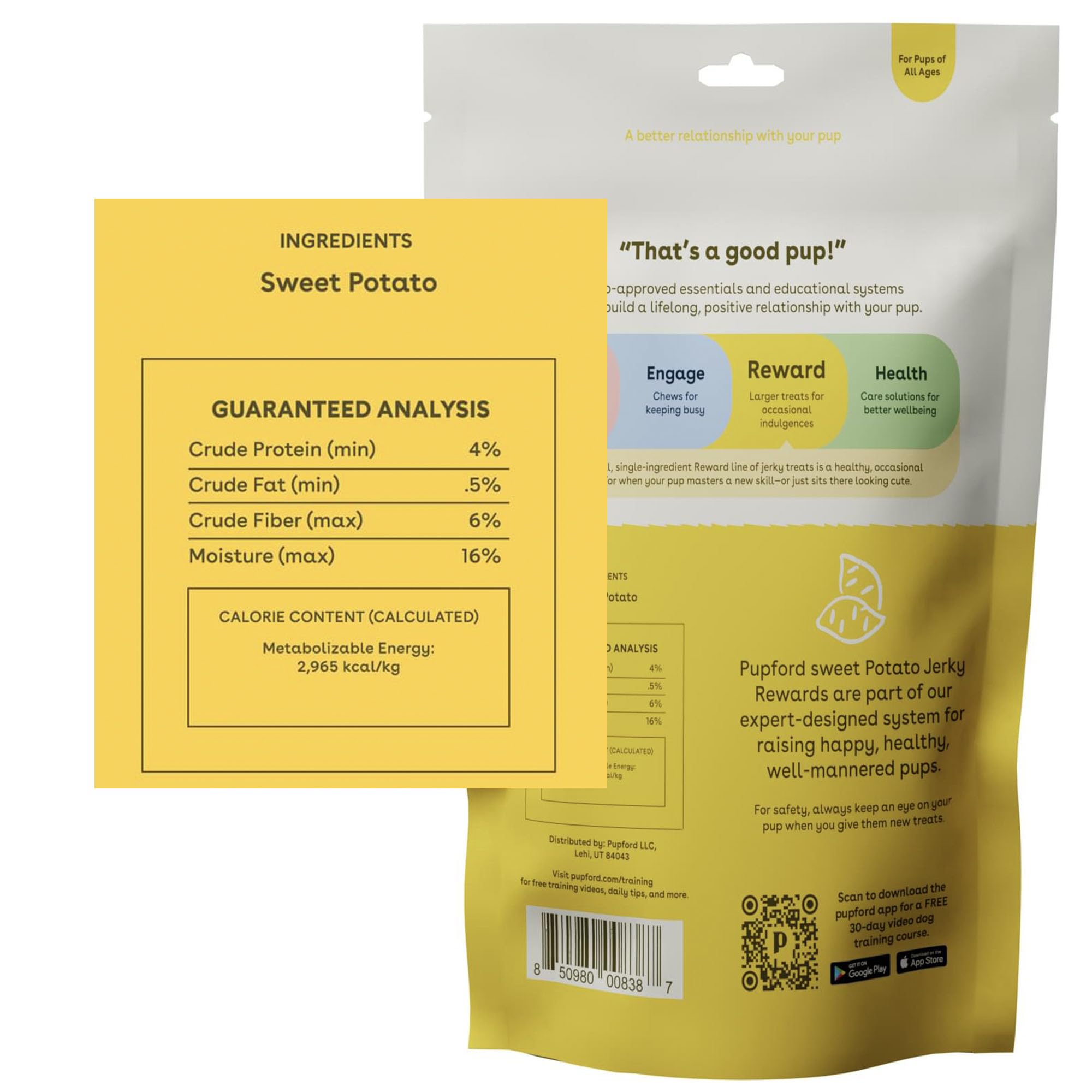 Pupford Sweet Potato Jerky Treats for Large & Small Dogs of All Ages | Made in USA, Single Ingredient & No Fillers | Dogs Love T