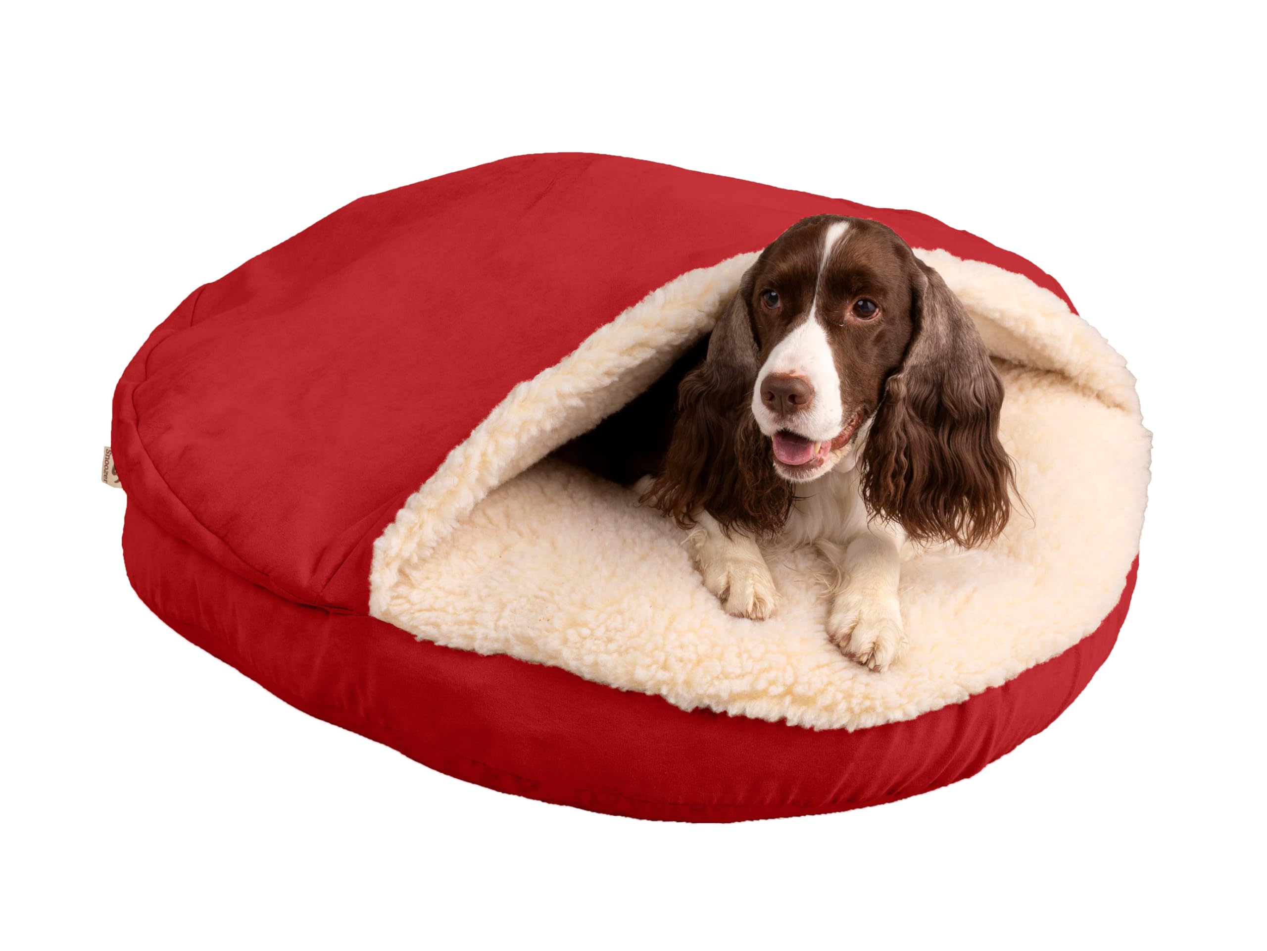 Snoozer Classic Poly-Cotton Cozy Cave Pet Bed, Extra Large, Red