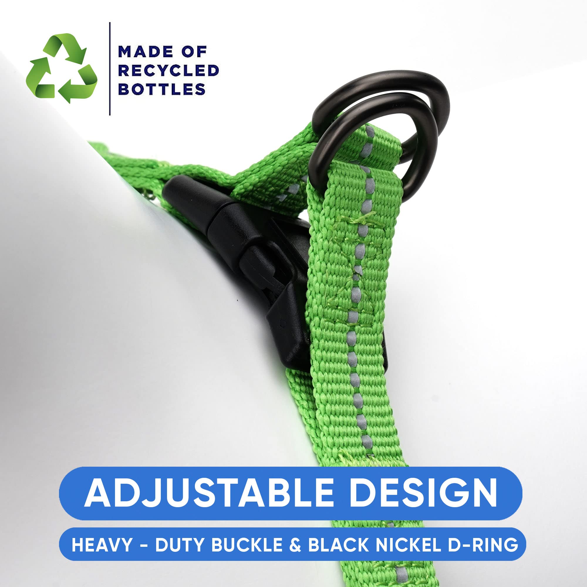 Pawtitas Recycled Dog Harness With Reflective Stitched A Puppy Harness Made From Plastic Bottles Collected From Oceans Large Ear